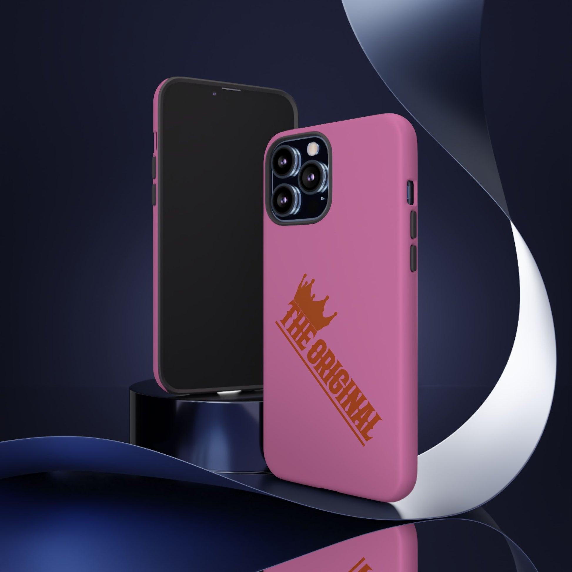 Pink phone case with red THE ORIGINAL logo – Christian streetwear style