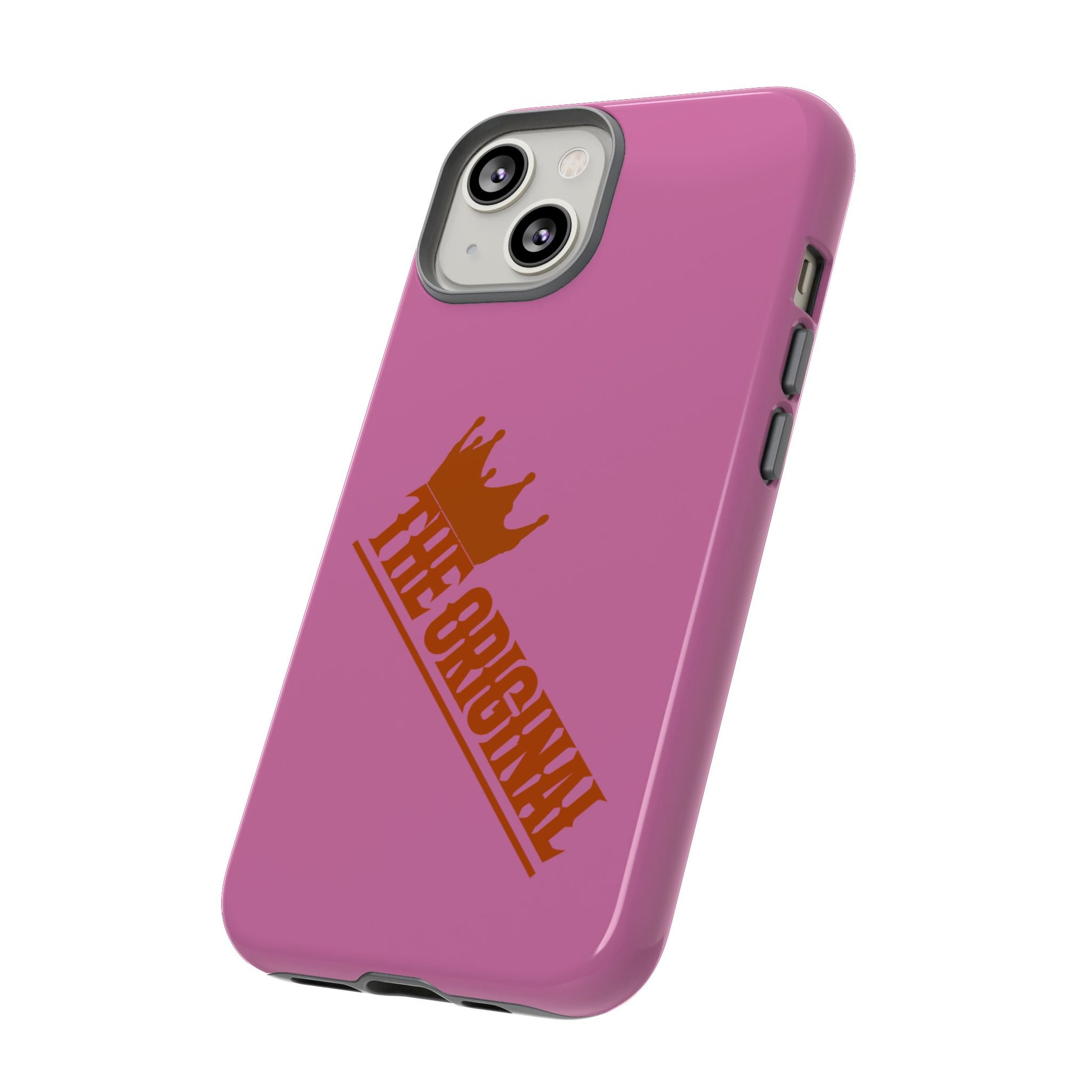 Pink phone case with red THE ORIGINAL logo – Christian streetwear style