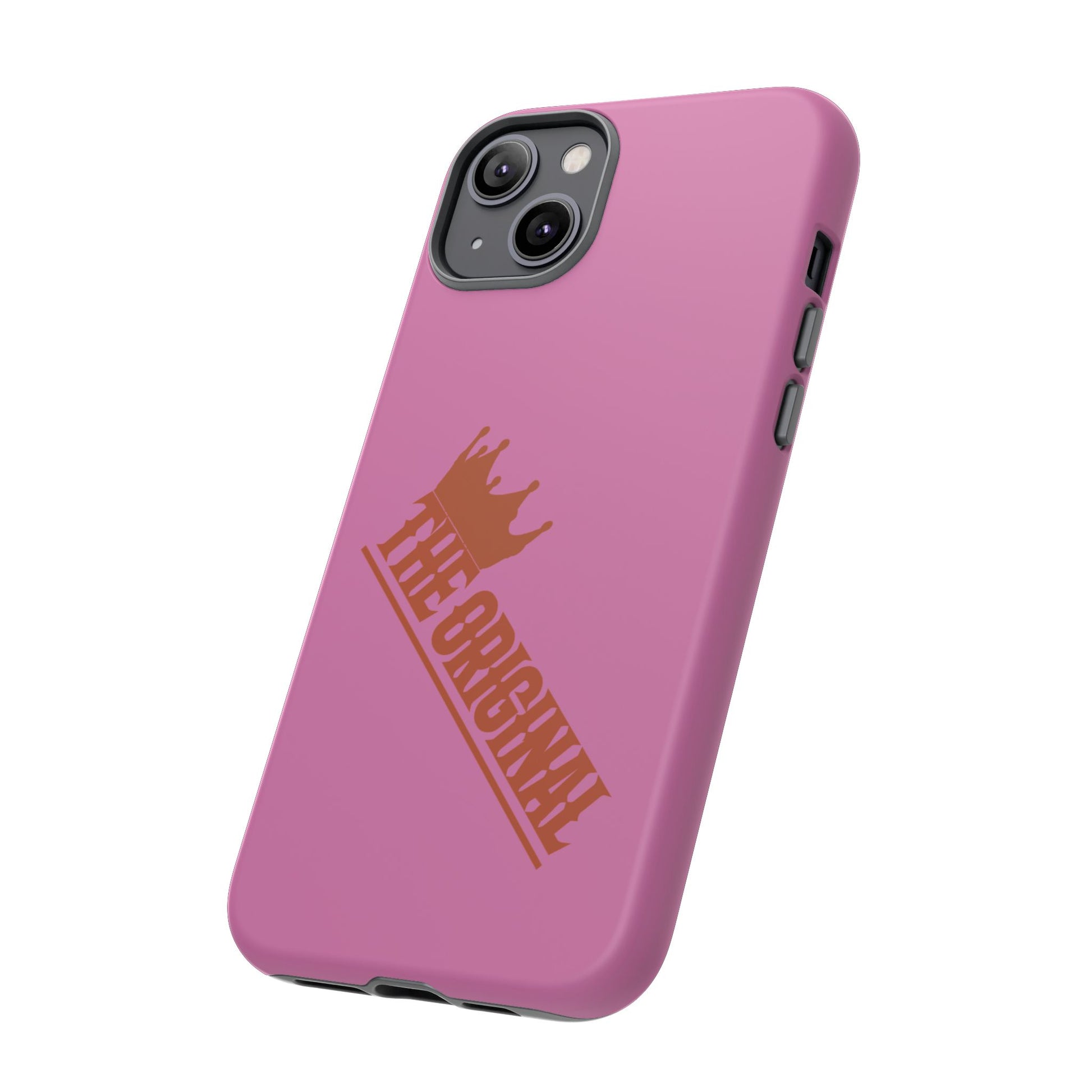 Pink phone case with red THE ORIGINAL logo – Christian streetwear style
