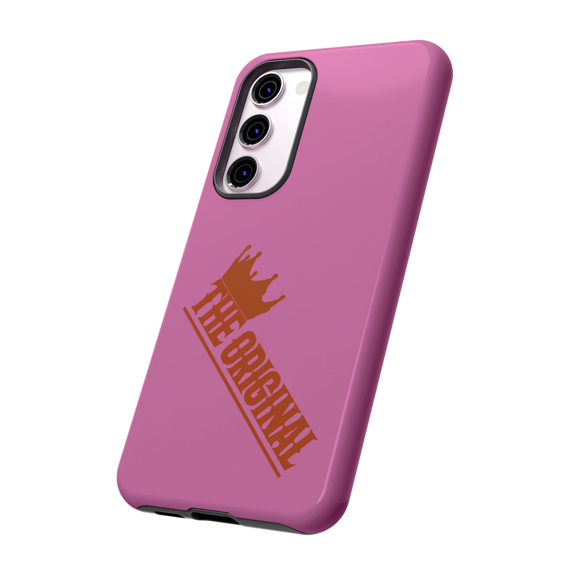 Pink phone case with red THE ORIGINAL logo – Christian streetwear style