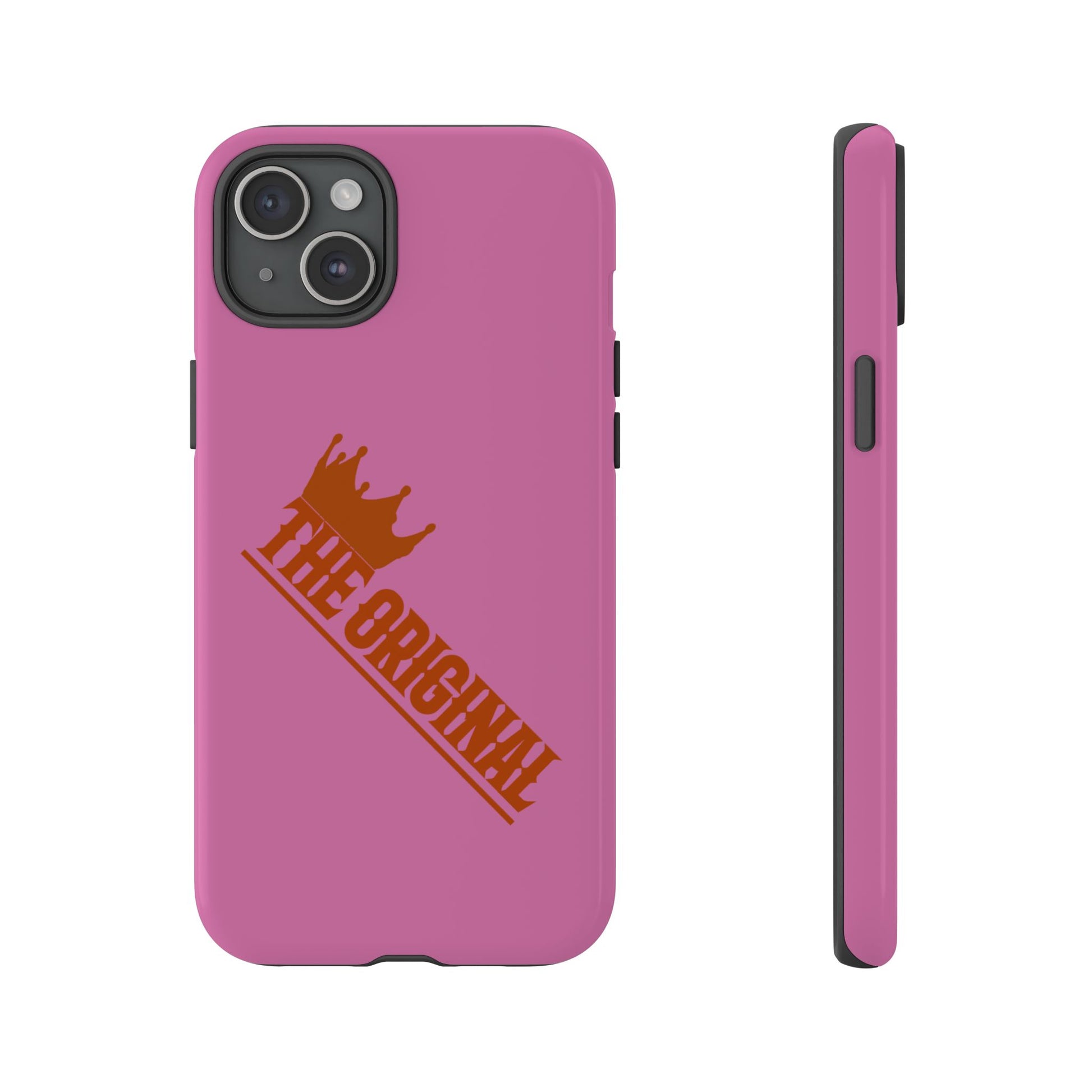 Pink phone case with red THE ORIGINAL logo – Christian streetwear style