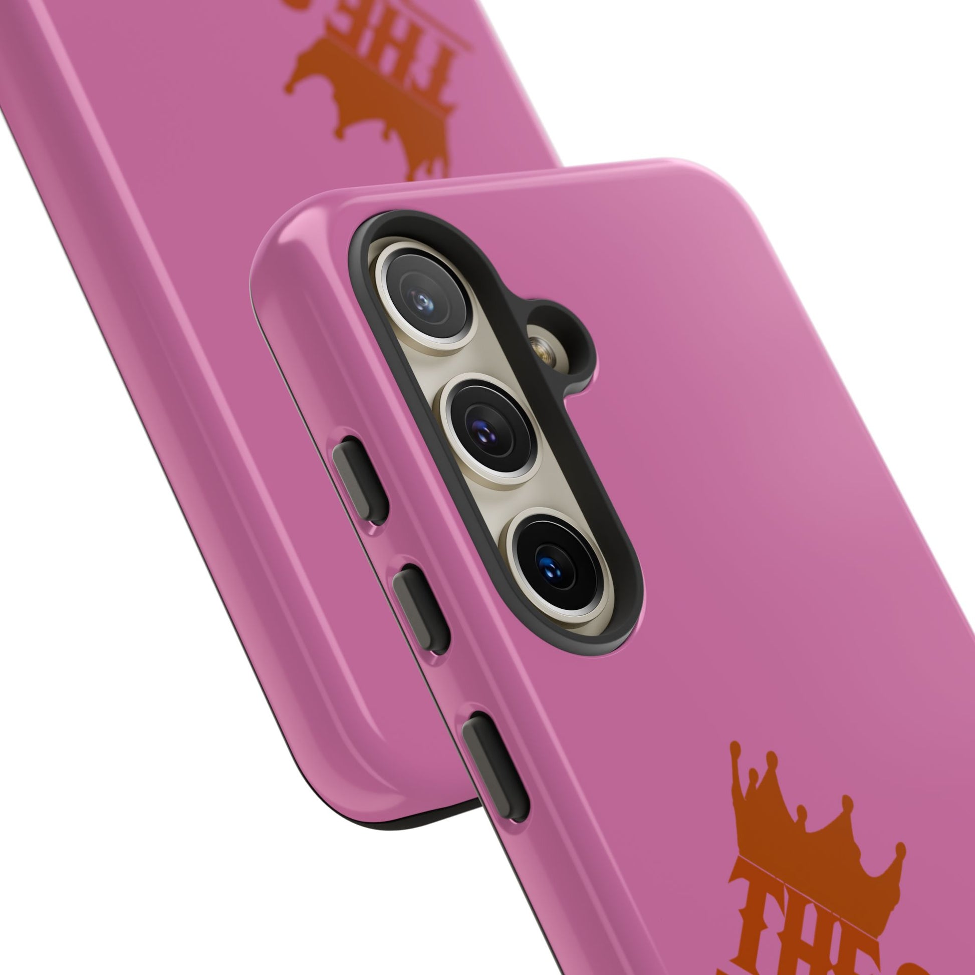 Pink phone case with red THE ORIGINAL logo – Christian streetwear style