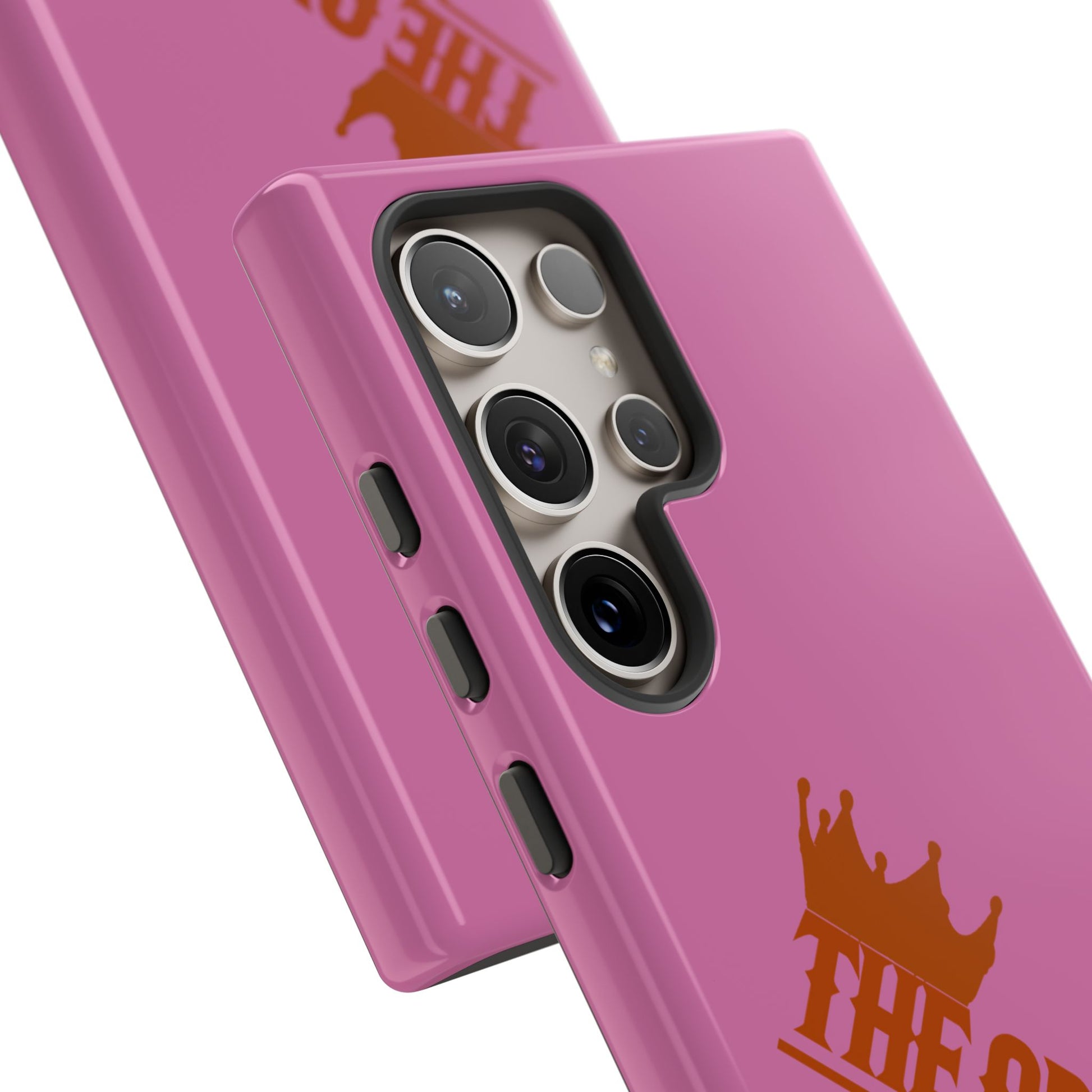 Pink phone case with red THE ORIGINAL logo – Christian streetwear style