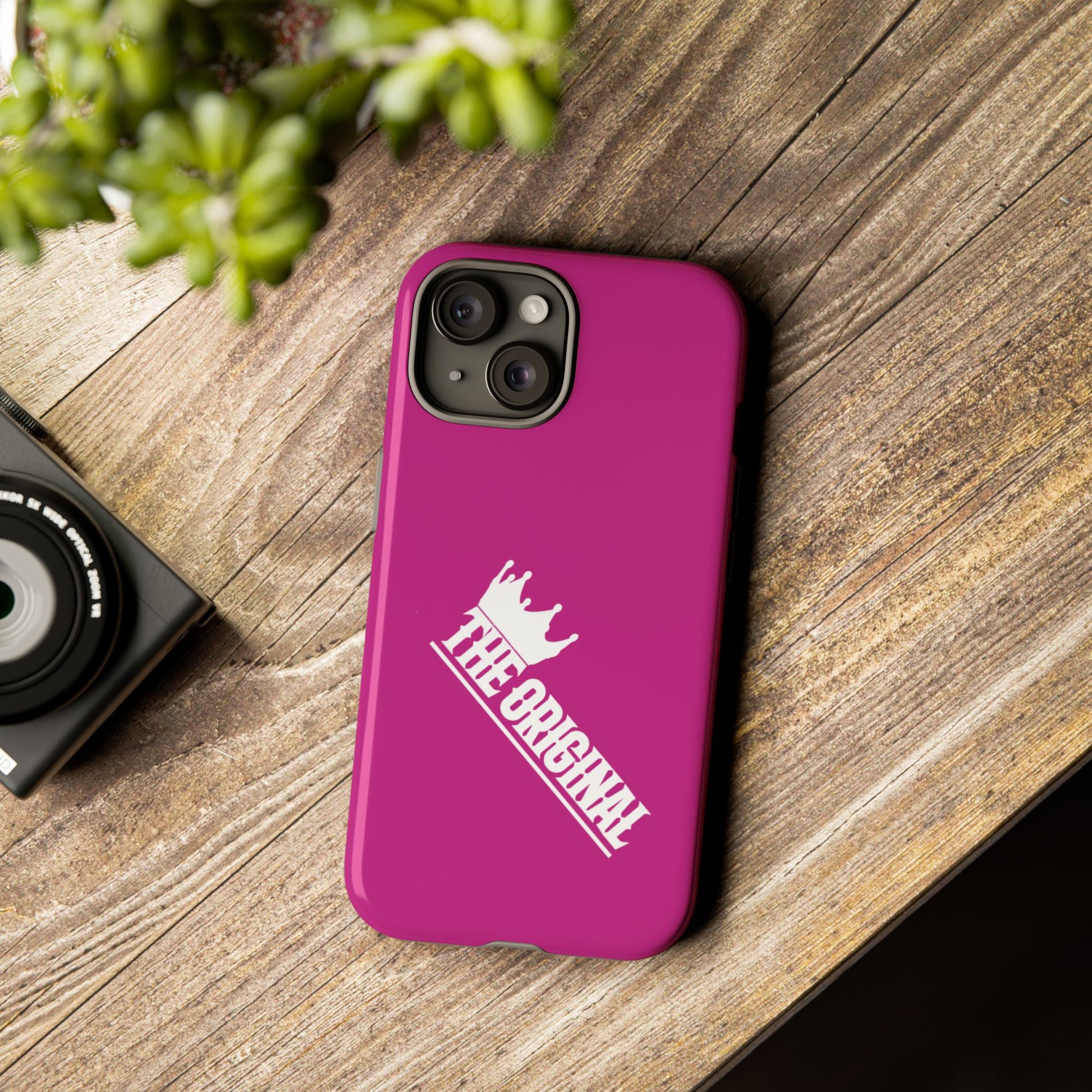 Pink phone case with white THE ORIGINAL print – Christian streetwear style