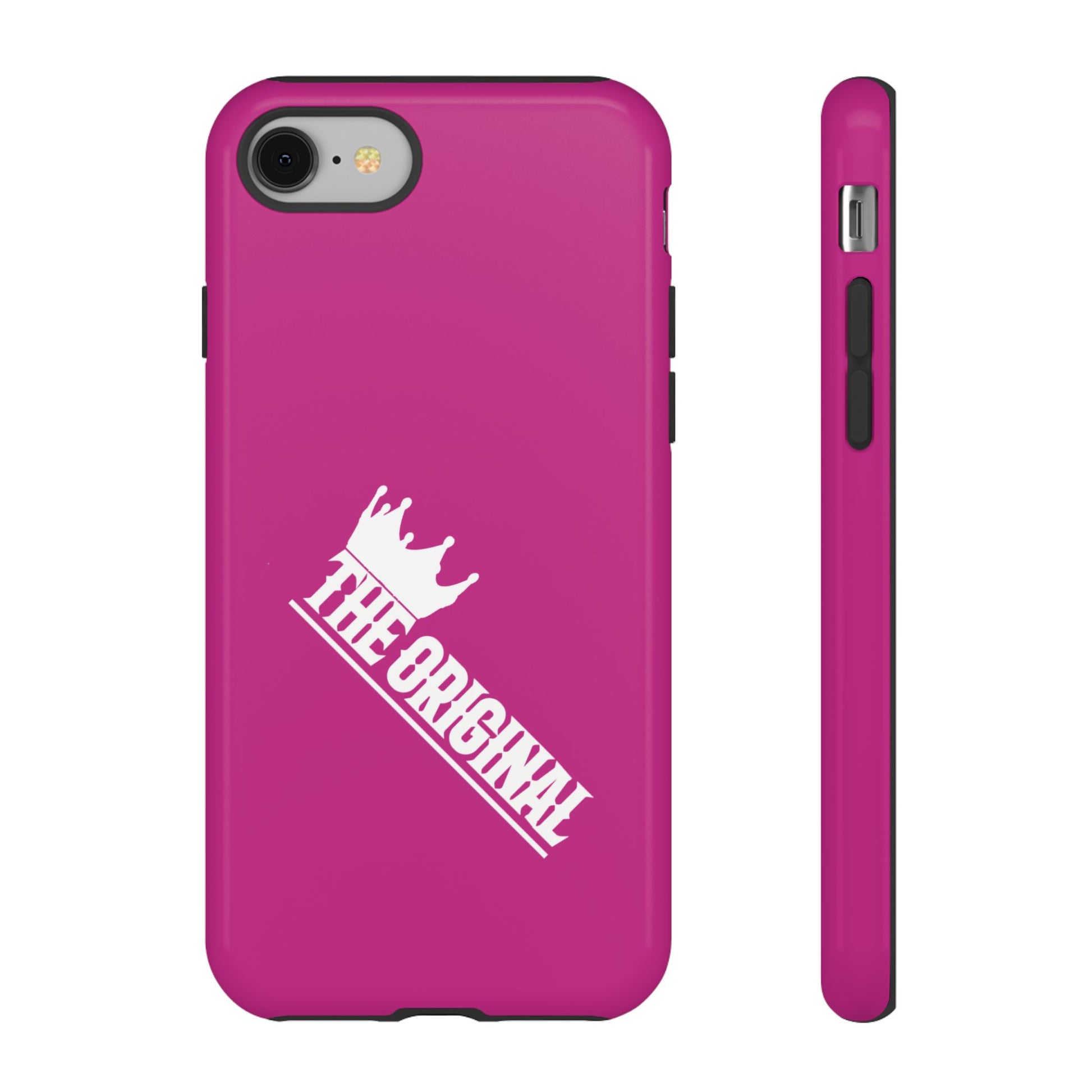 Pink phone case with white THE ORIGINAL print – Christian streetwear style