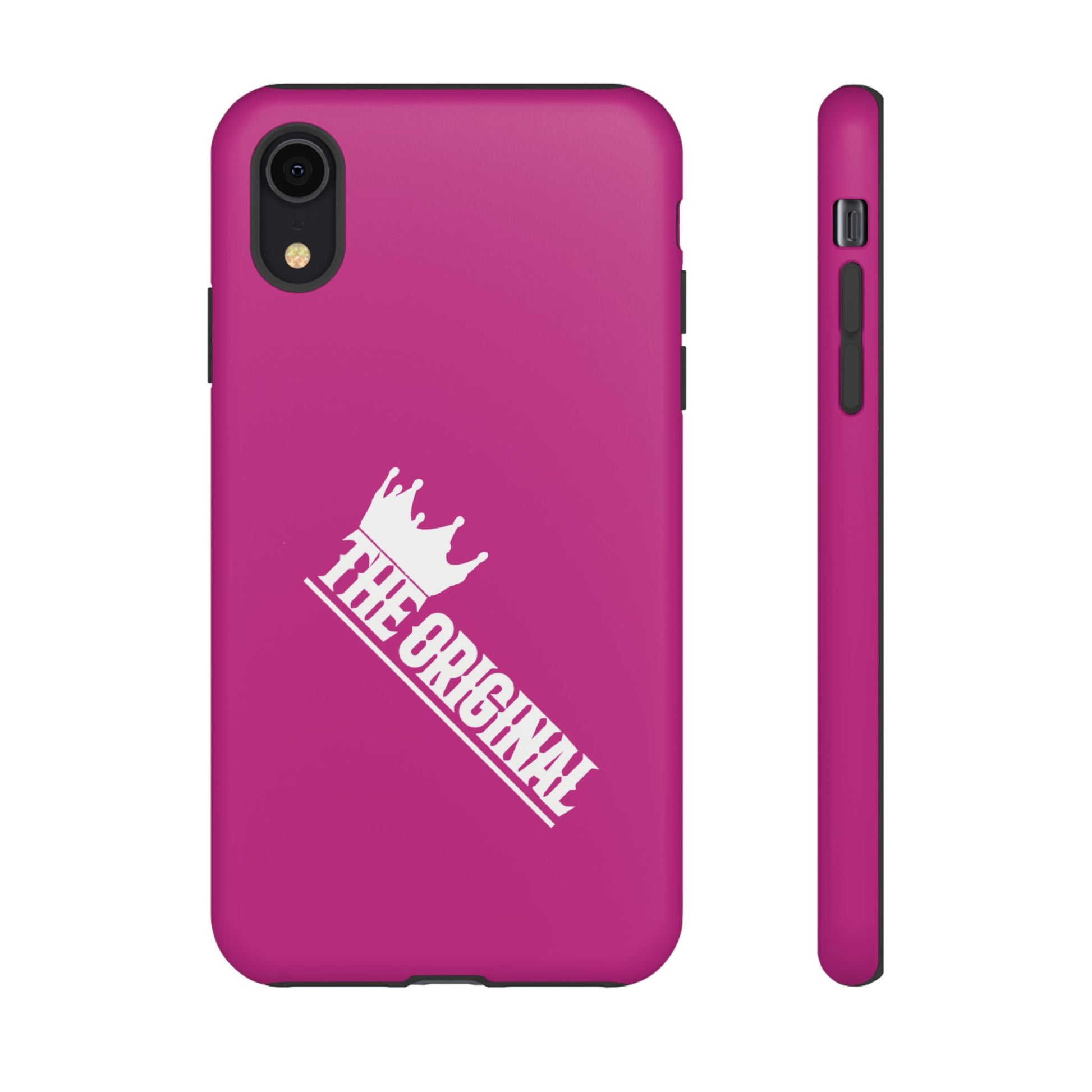 Pink phone case with white THE ORIGINAL print – Christian streetwear style