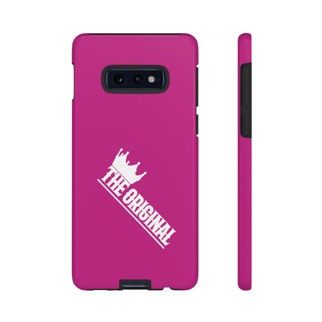 Pink phone case with white THE ORIGINAL print – Christian streetwear style