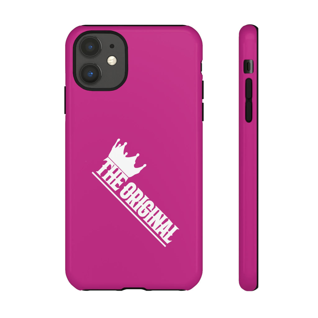Pink phone case with white THE ORIGINAL print – Christian streetwear style
