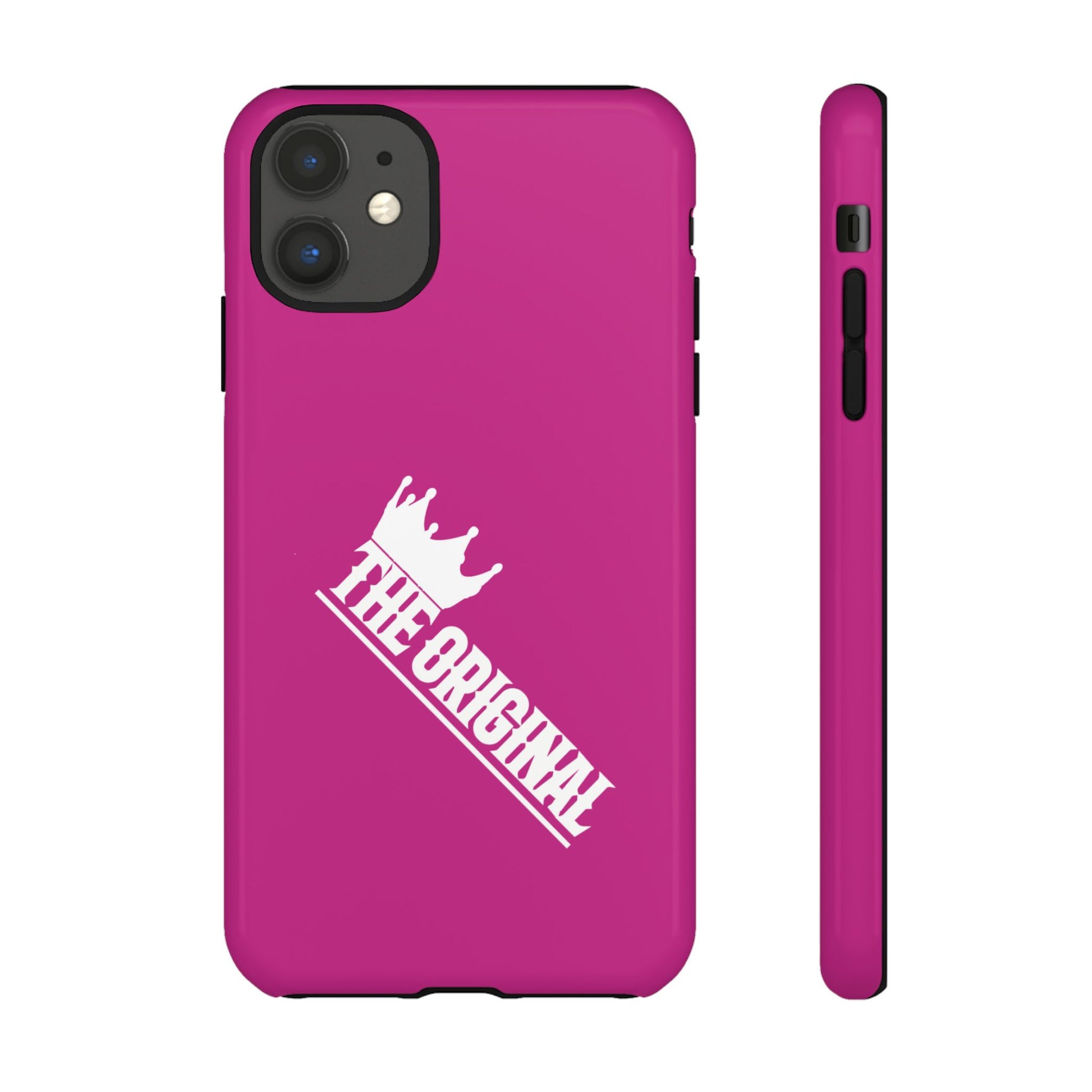 Pink phone case with white THE ORIGINAL print – Christian streetwear style