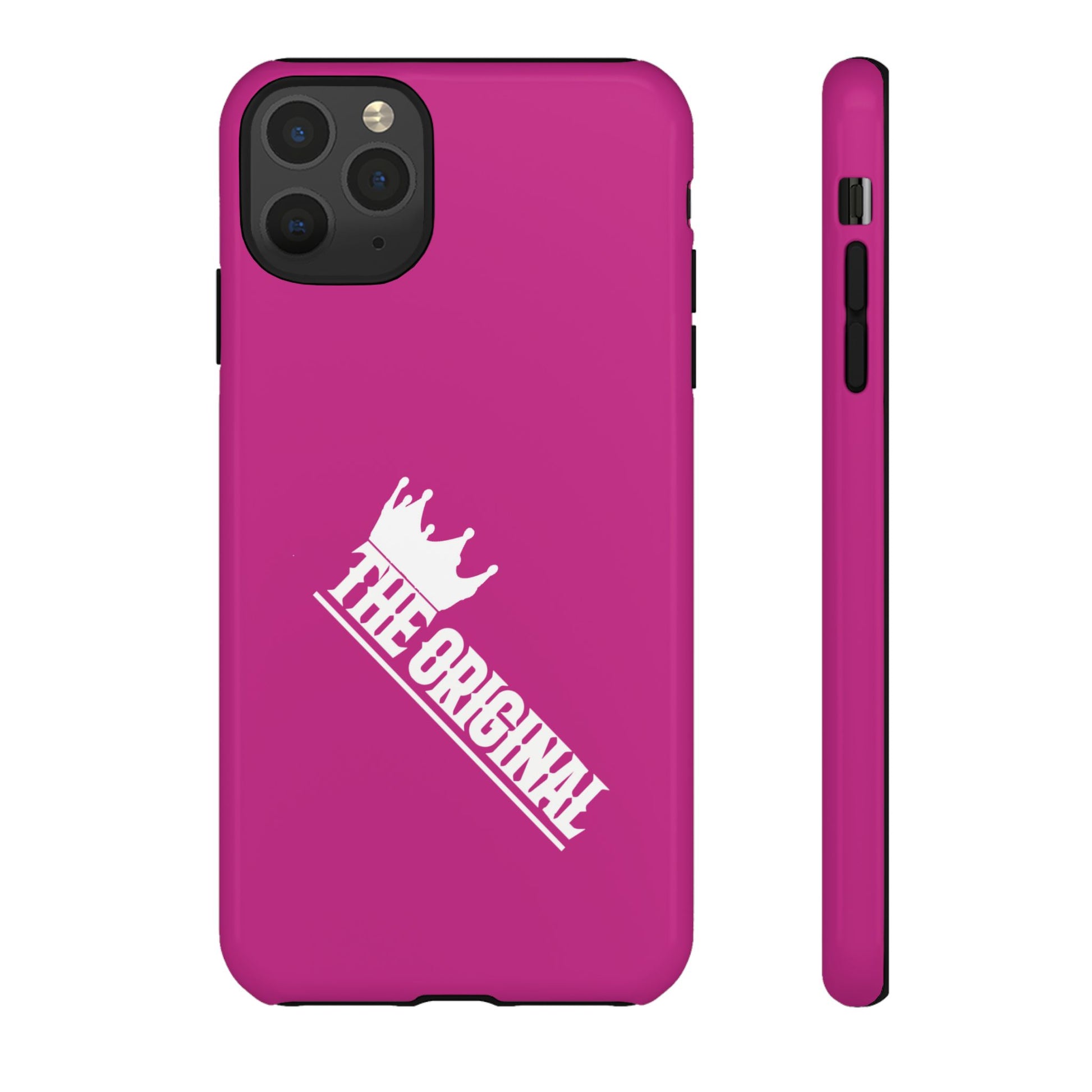 Pink phone case with white THE ORIGINAL print – Christian streetwear style