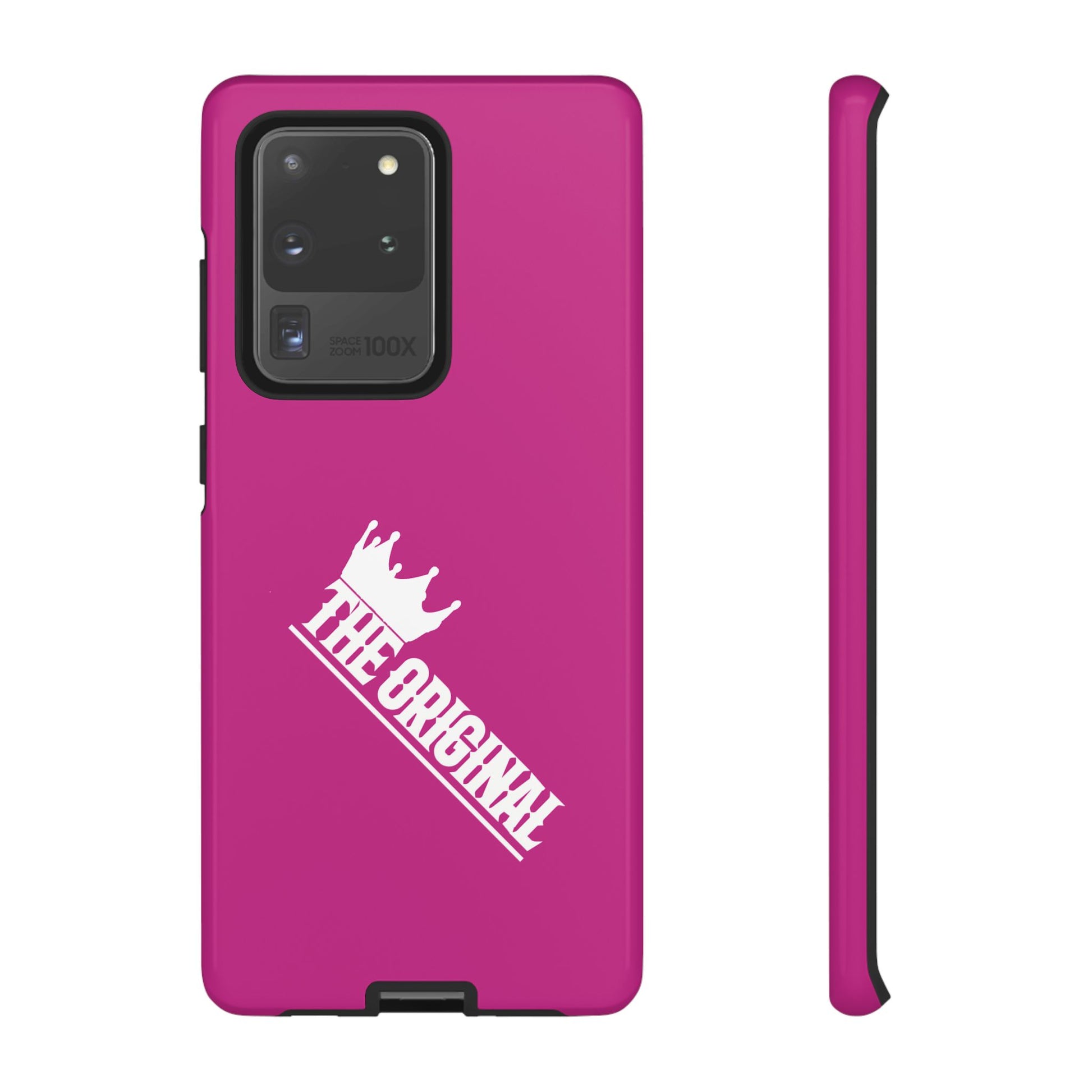 Pink phone case with white THE ORIGINAL print – Christian streetwear style