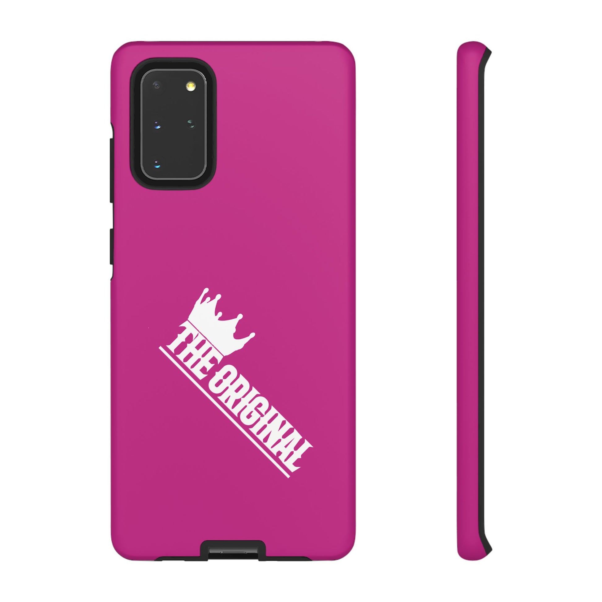 Pink phone case with white THE ORIGINAL print – Christian streetwear style