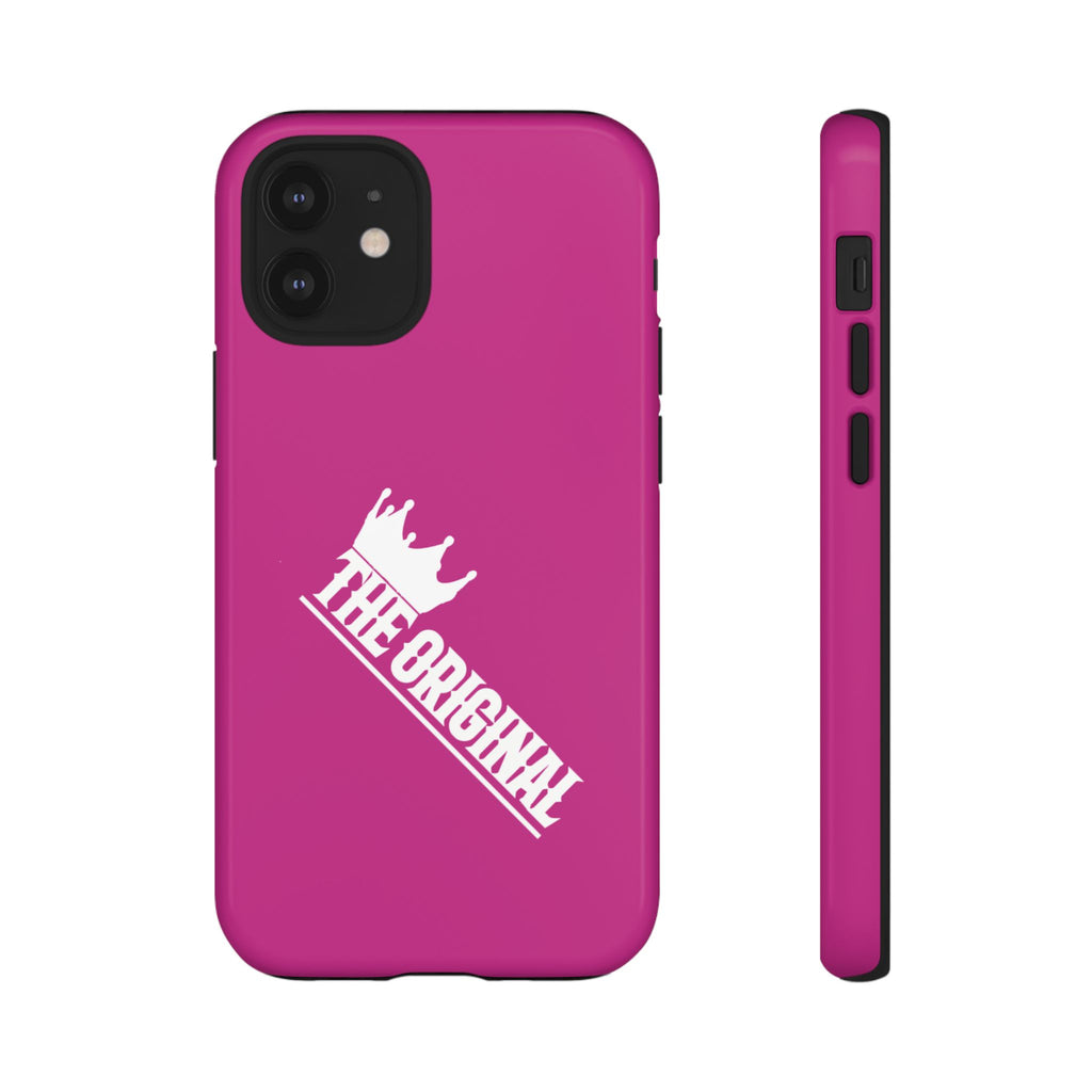 Pink phone case with white THE ORIGINAL print – Christian streetwear style