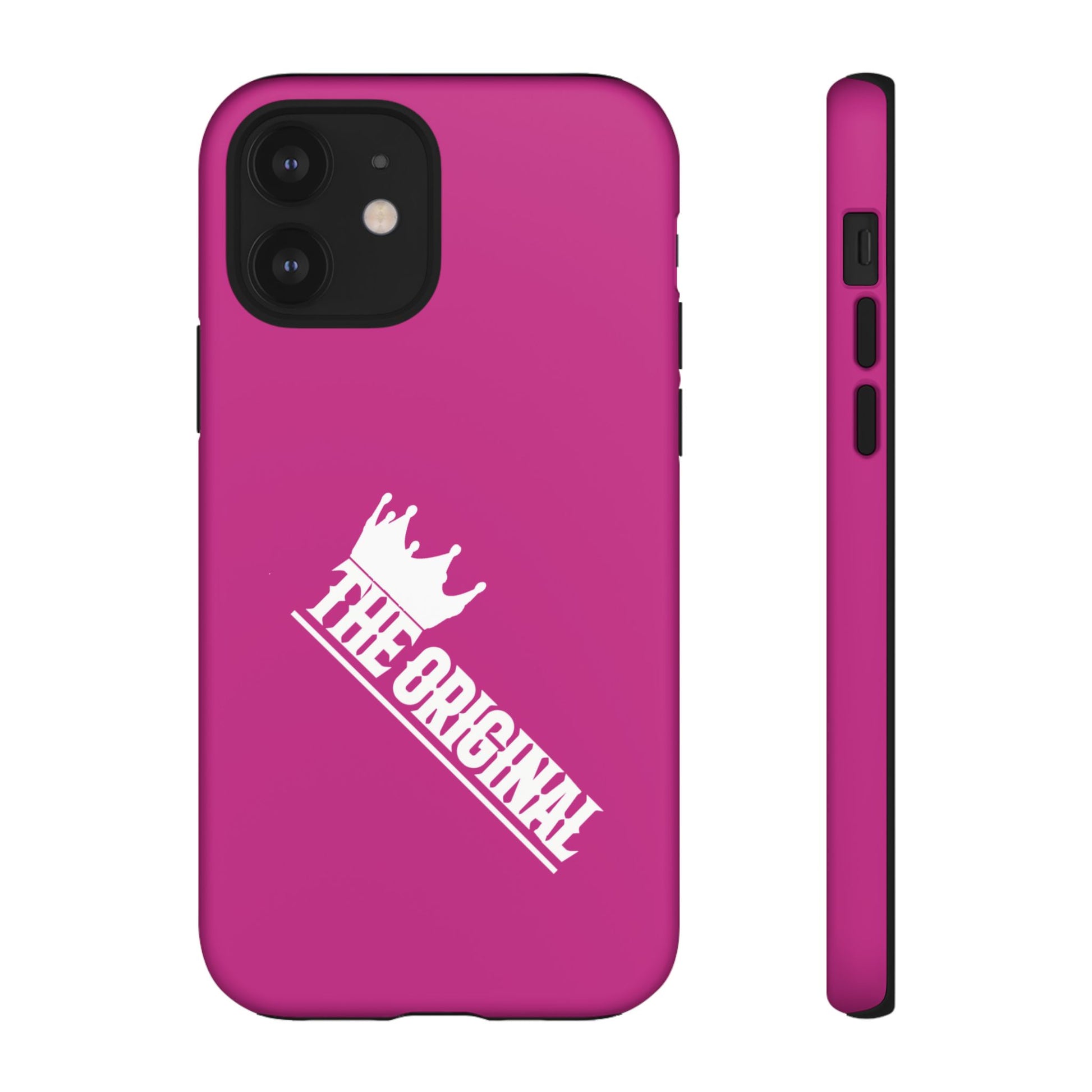 Pink phone case with white THE ORIGINAL print – Christian streetwear style