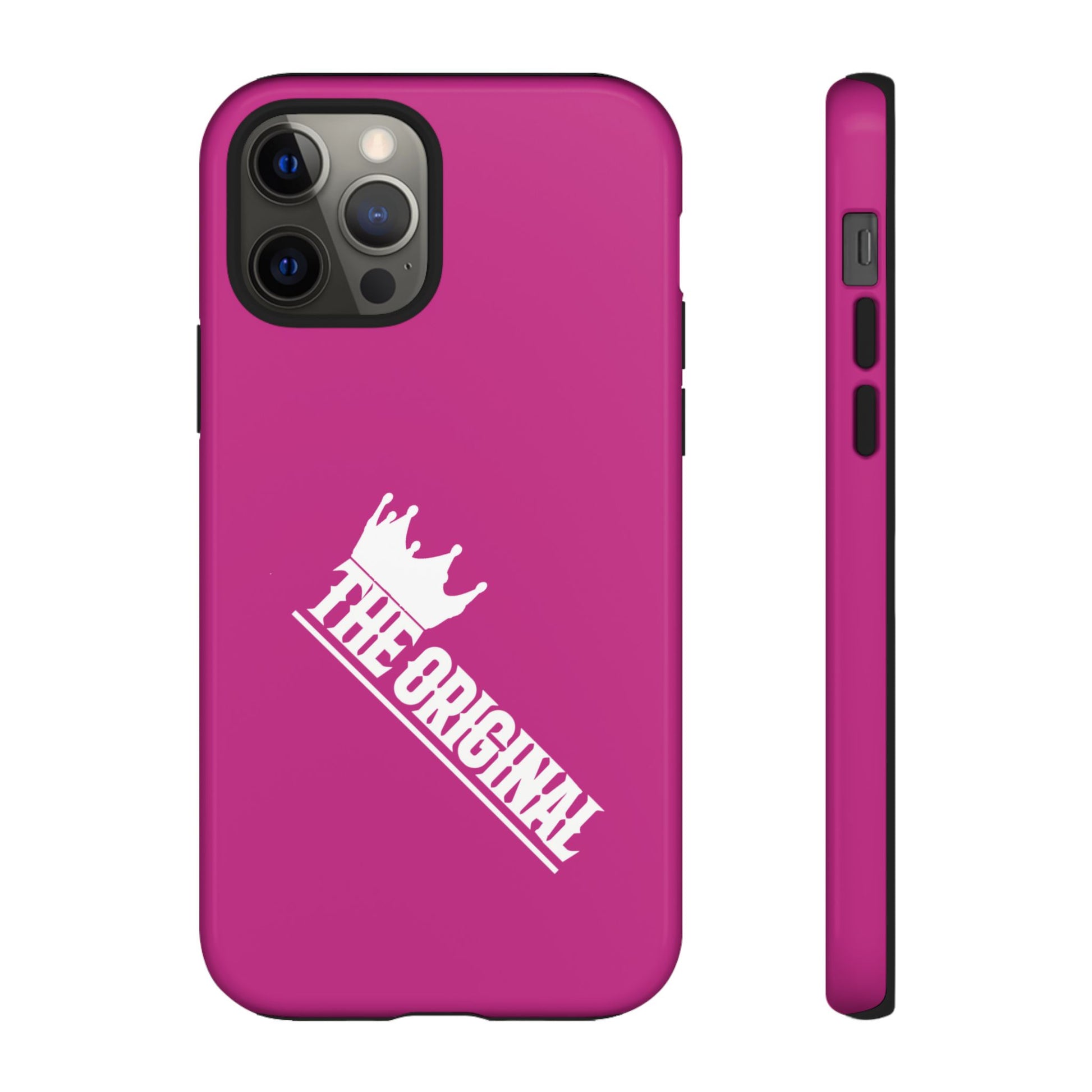 Pink phone case with white THE ORIGINAL print – Christian streetwear style