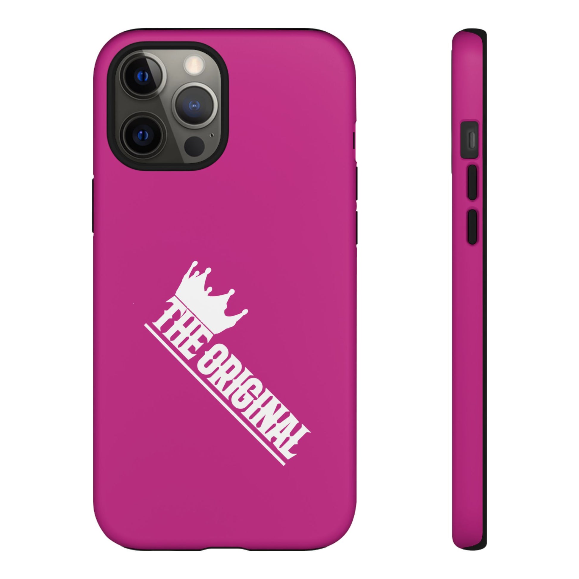Pink phone case with white THE ORIGINAL print – Christian streetwear style