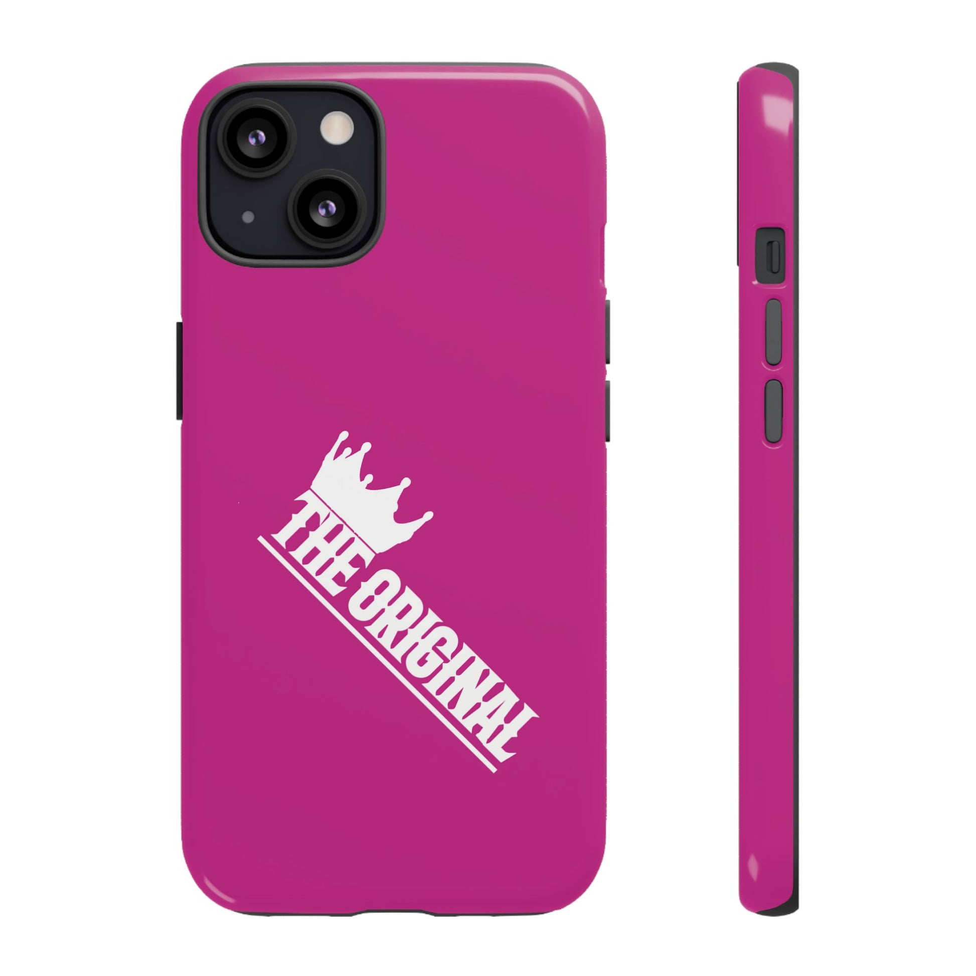 Pink phone case with white THE ORIGINAL print – Christian streetwear style
