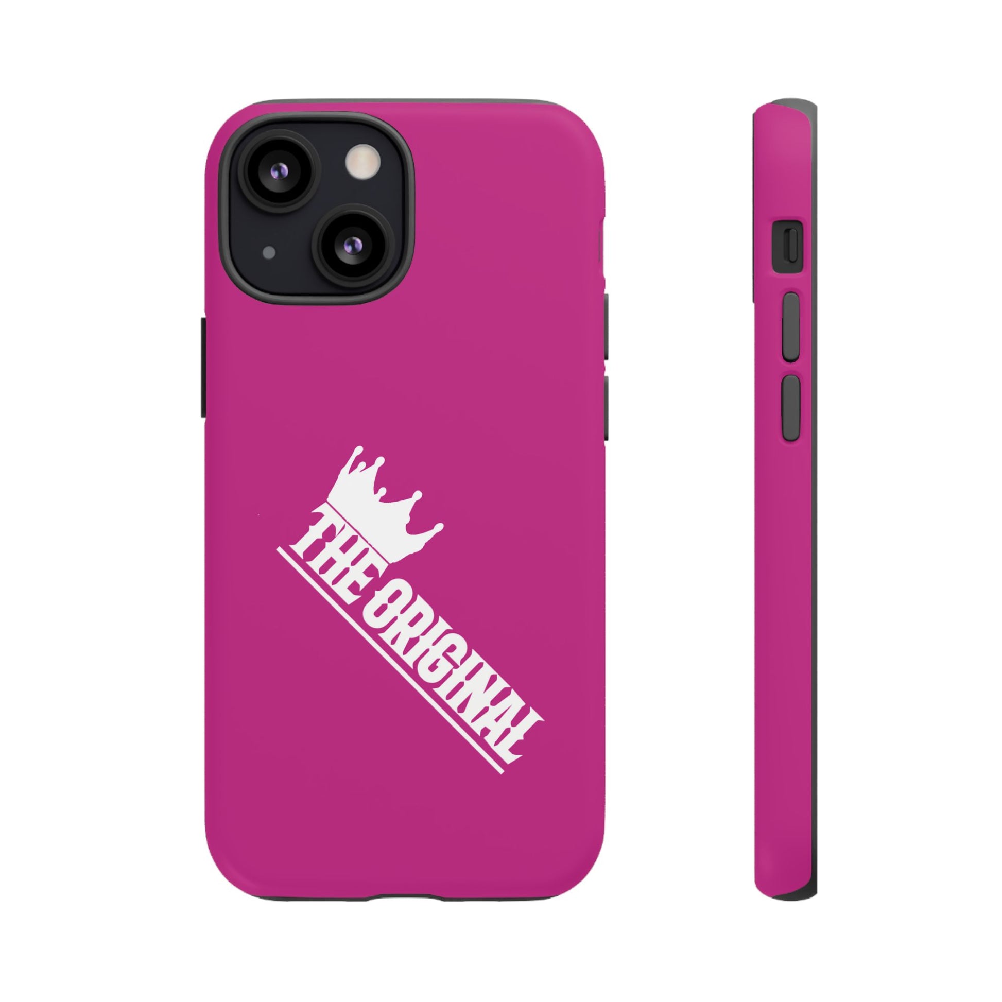 Pink phone case with white THE ORIGINAL print – Christian streetwear style