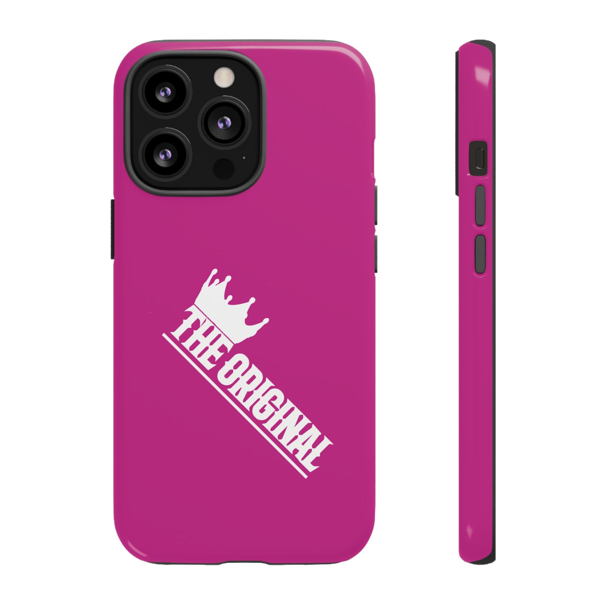 Pink phone case with white THE ORIGINAL print – Christian streetwear style