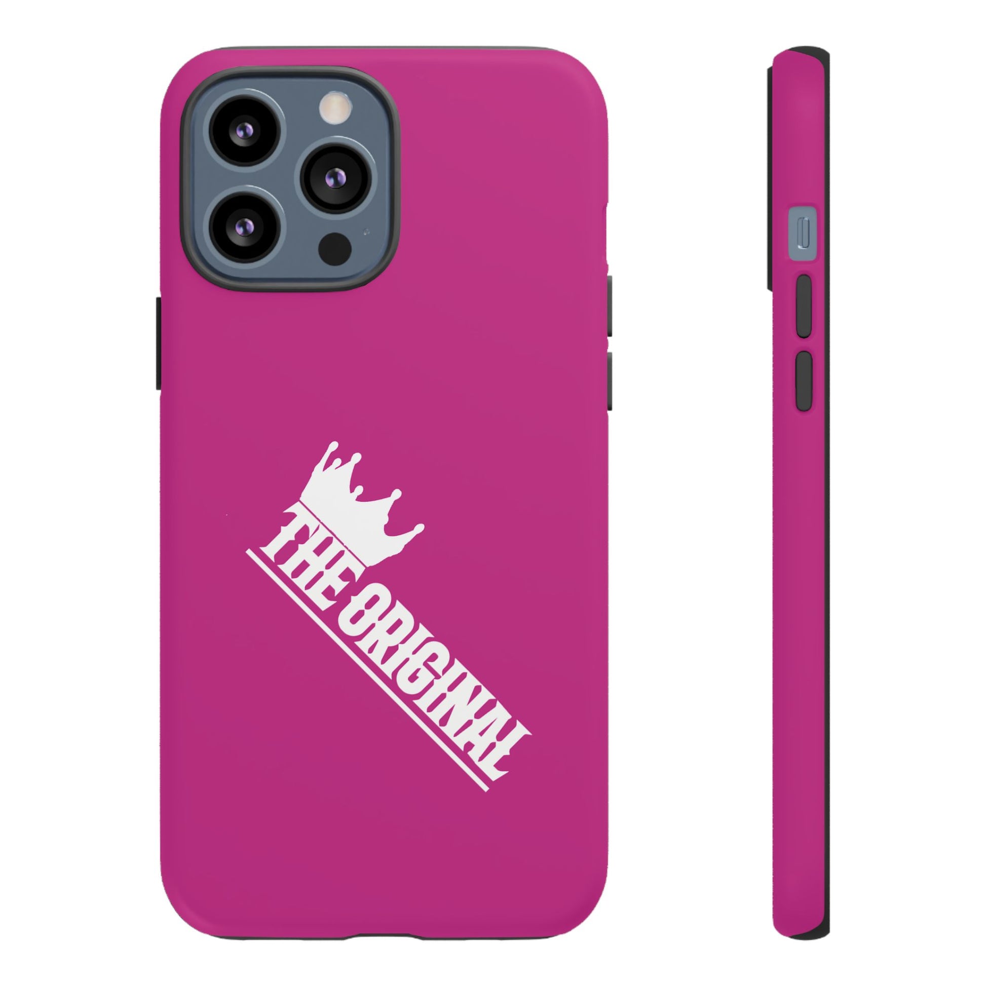 Pink phone case with white THE ORIGINAL print – Christian streetwear style