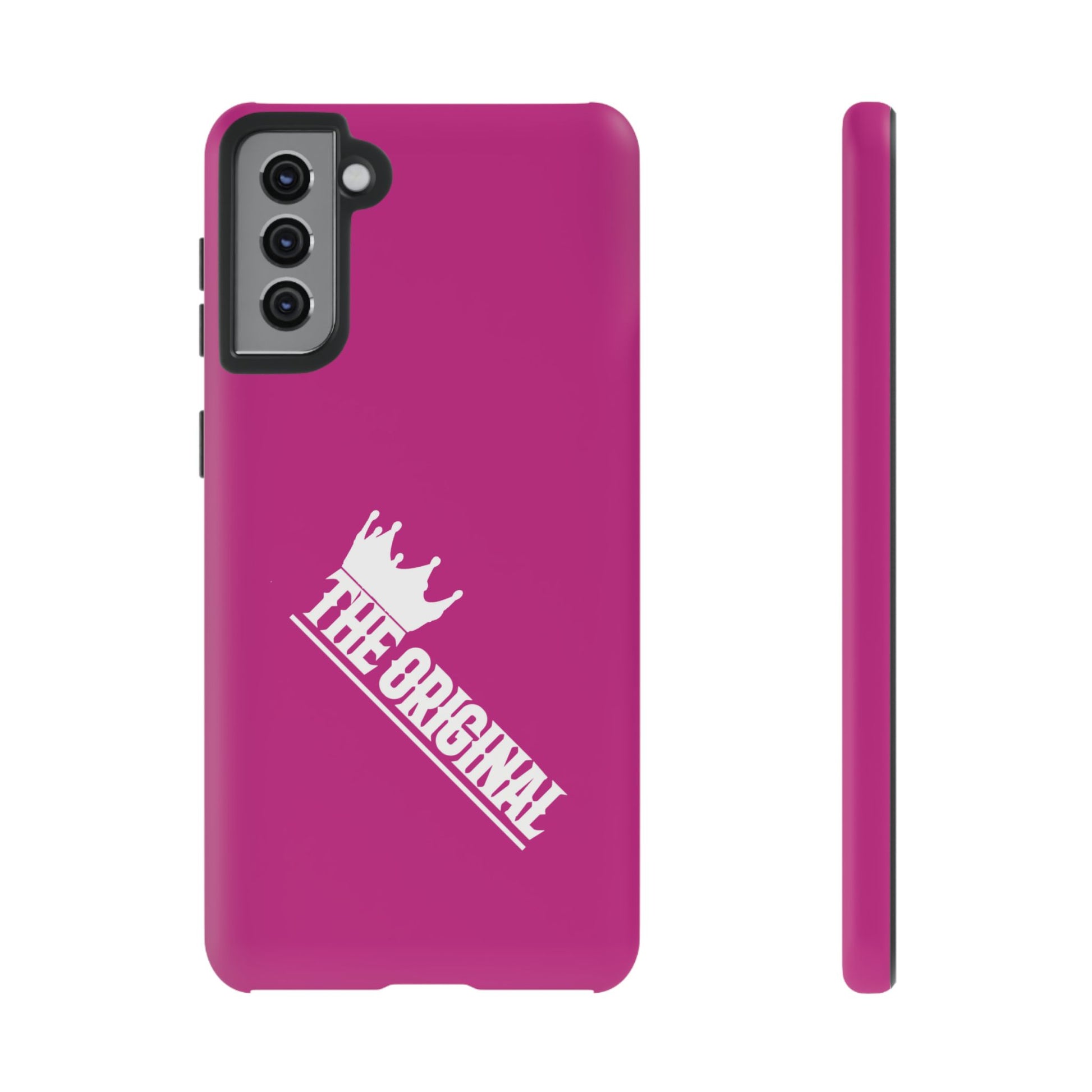 Pink phone case with white THE ORIGINAL print – Christian streetwear style