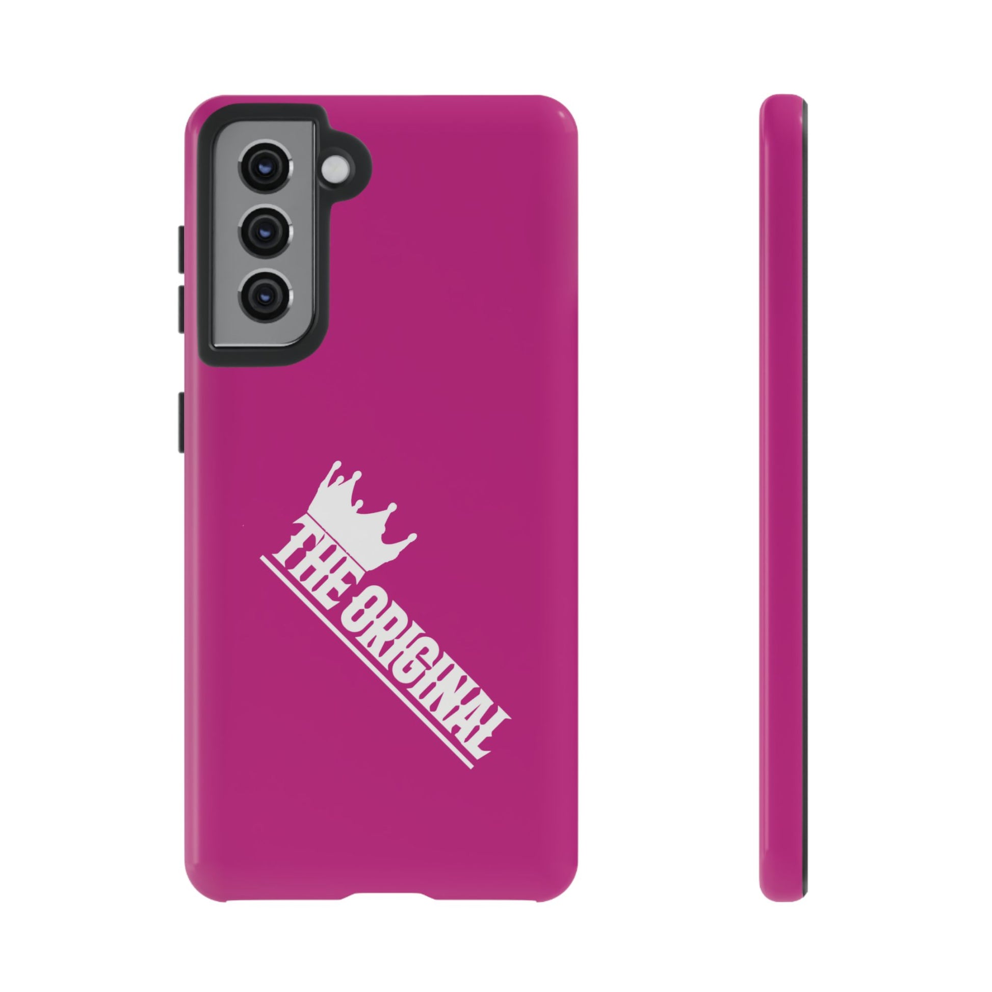 Pink phone case with white THE ORIGINAL print – Christian streetwear style
