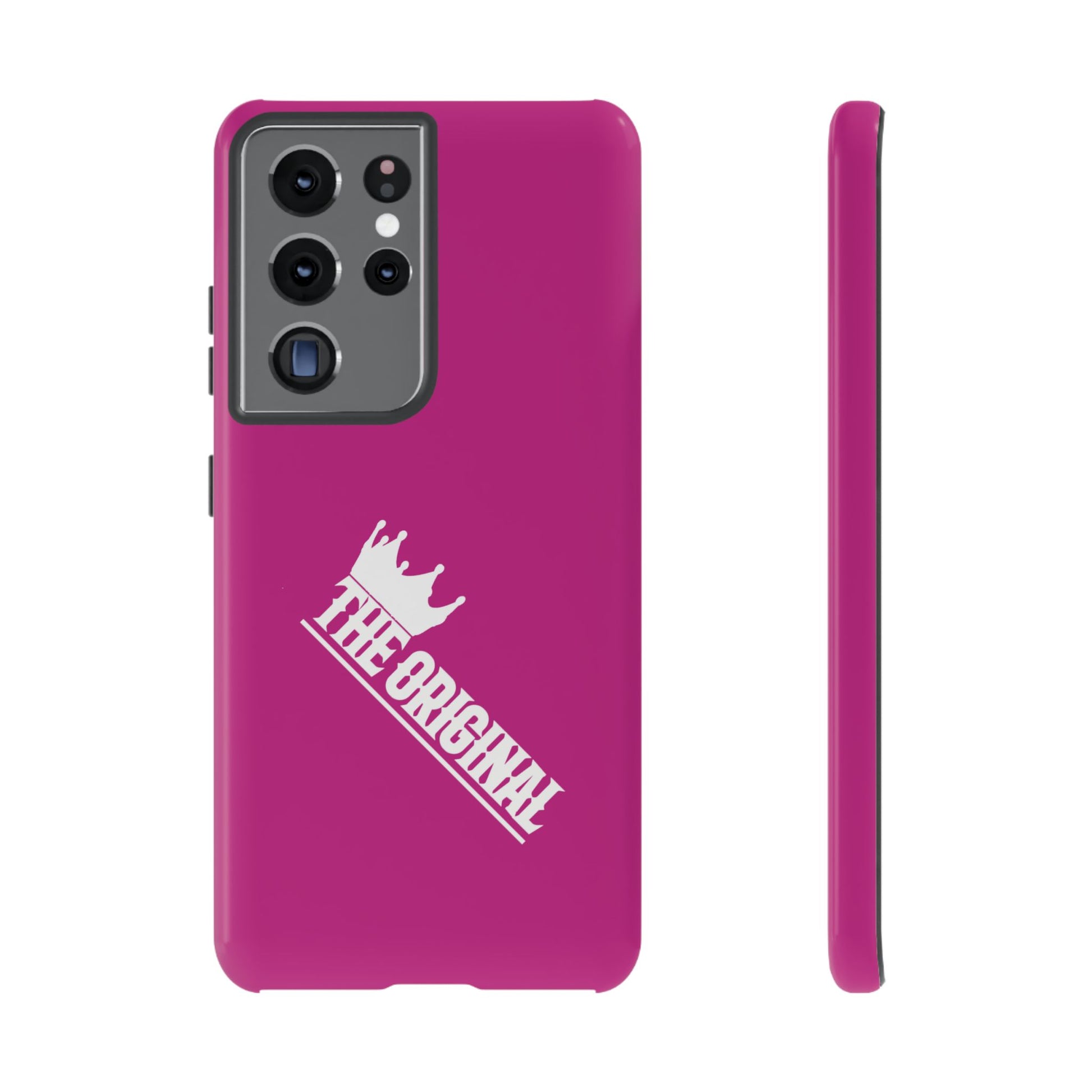 Pink phone case with white THE ORIGINAL print – Christian streetwear style
