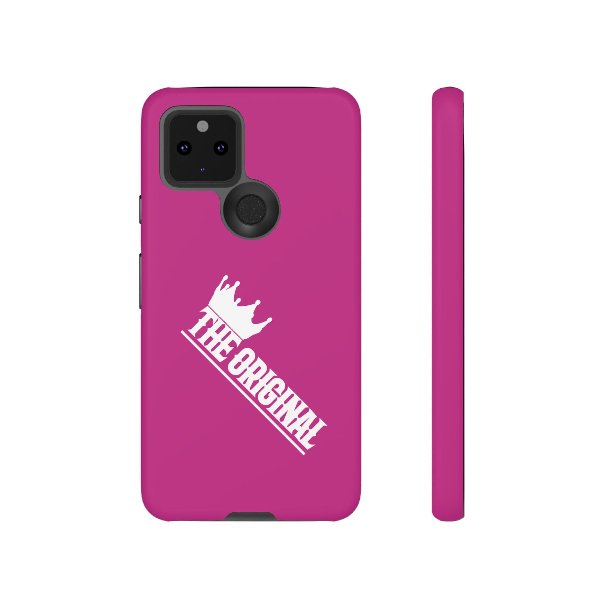 Pink phone case with white THE ORIGINAL print – Christian streetwear style