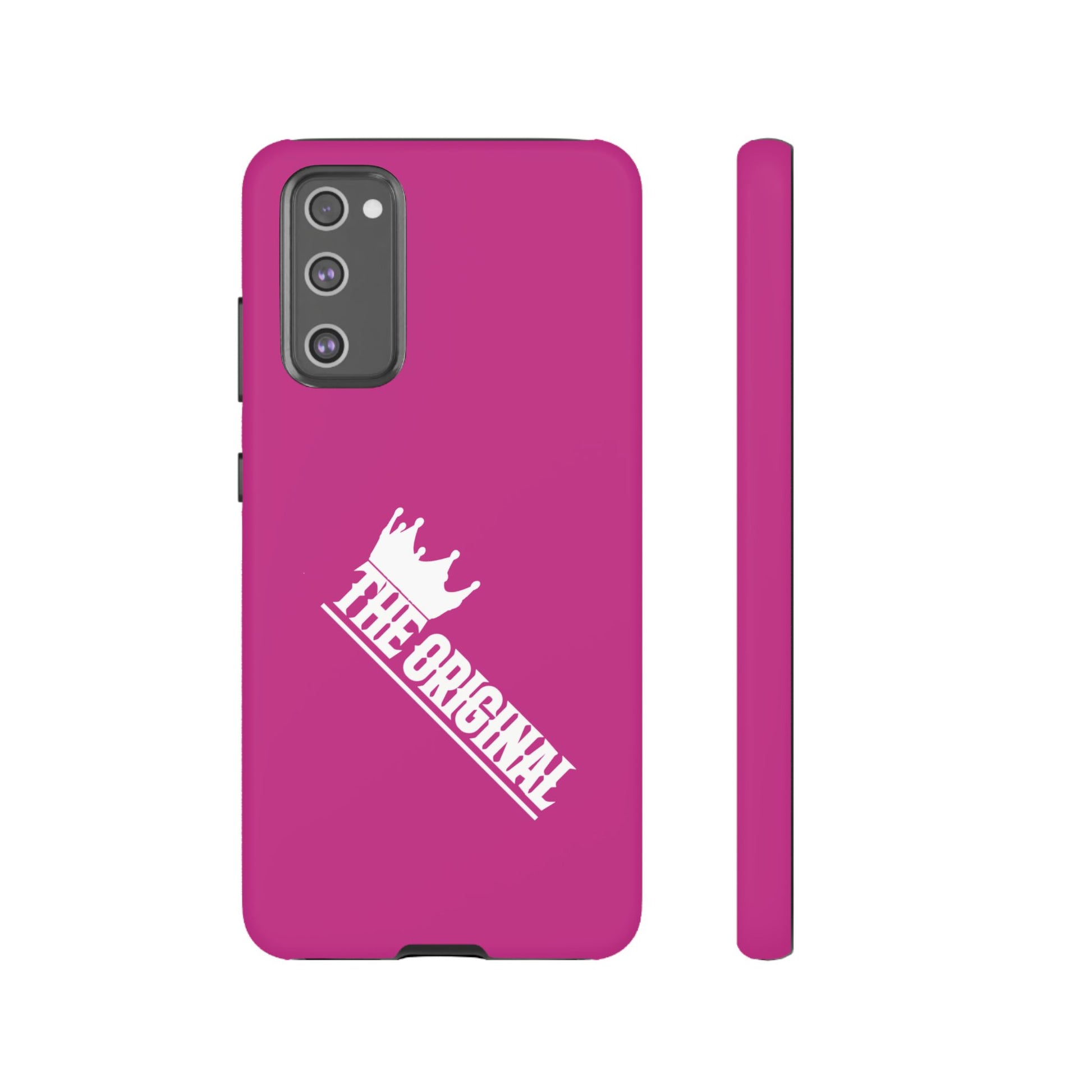 Pink phone case with white THE ORIGINAL print – Christian streetwear style