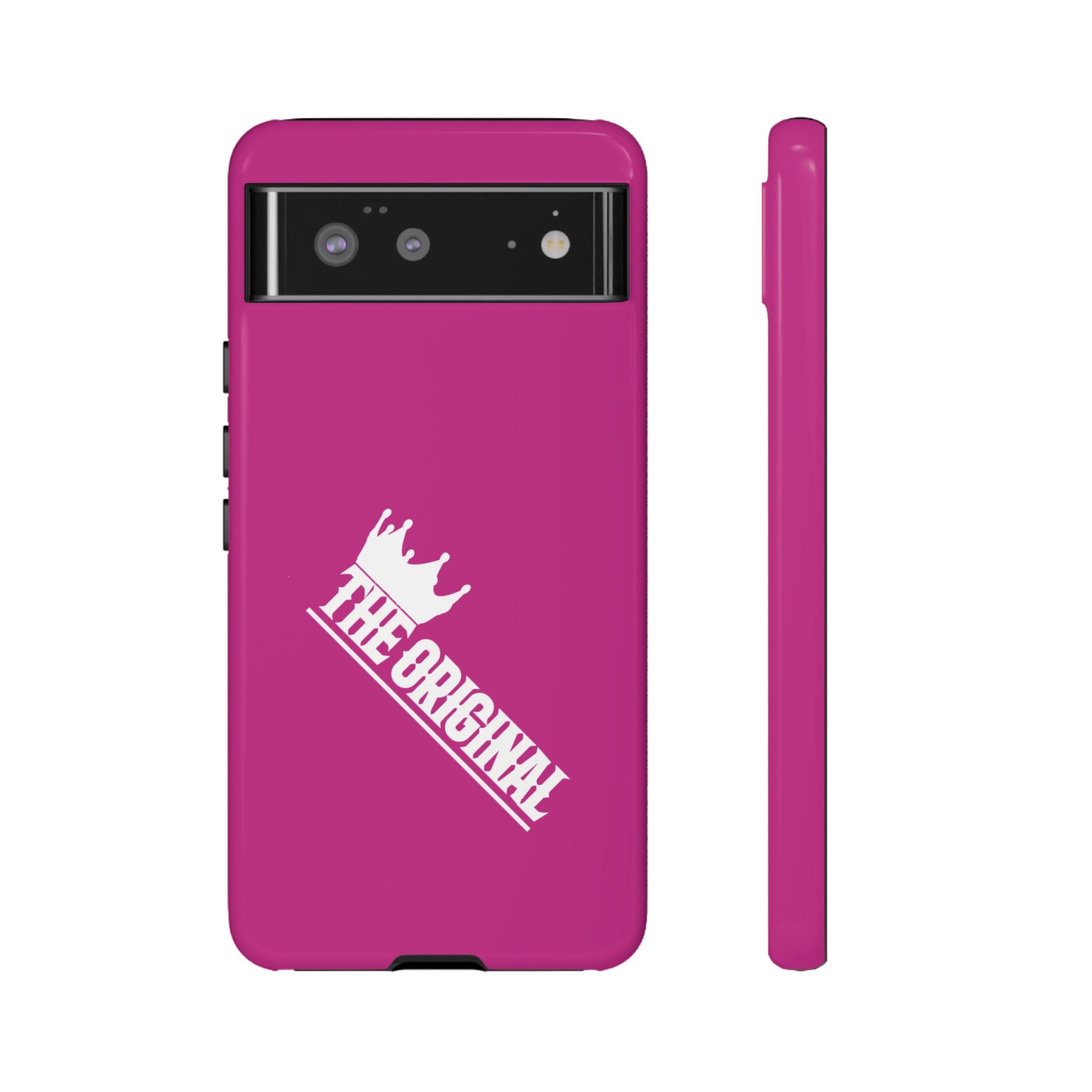 Pink phone case with white THE ORIGINAL print – Christian streetwear style