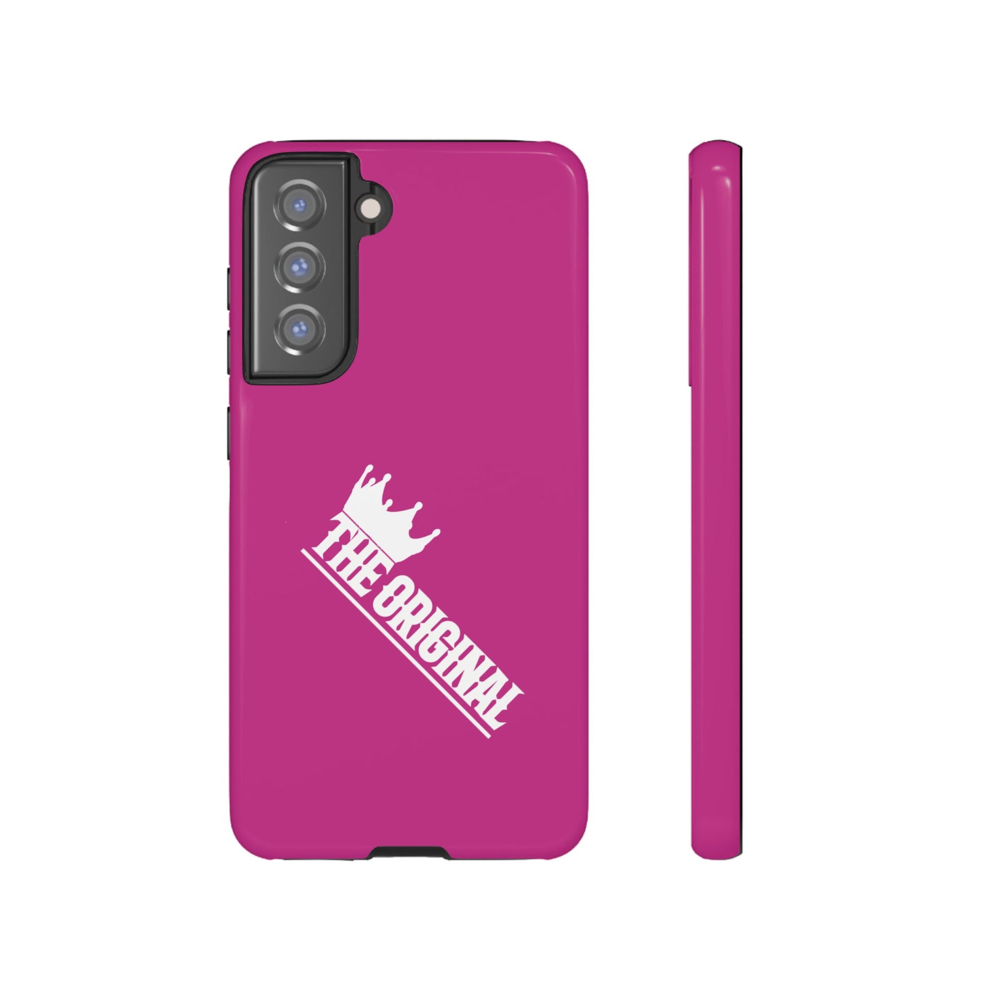 Pink phone case with white THE ORIGINAL print – Christian streetwear style
