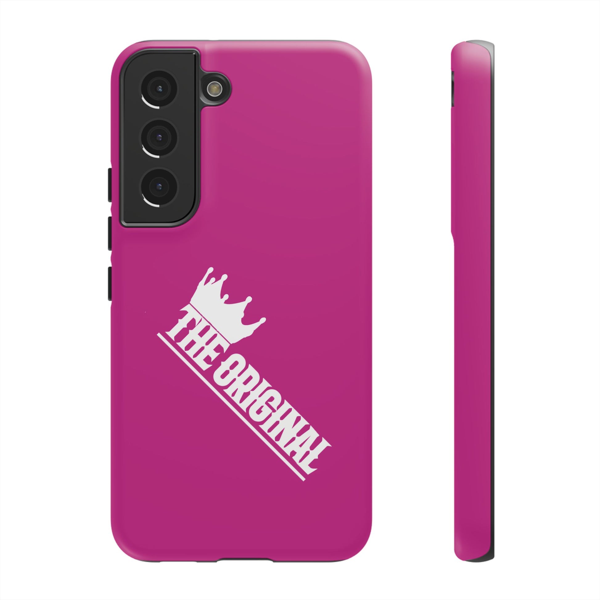 Pink phone case with white THE ORIGINAL print – Christian streetwear style