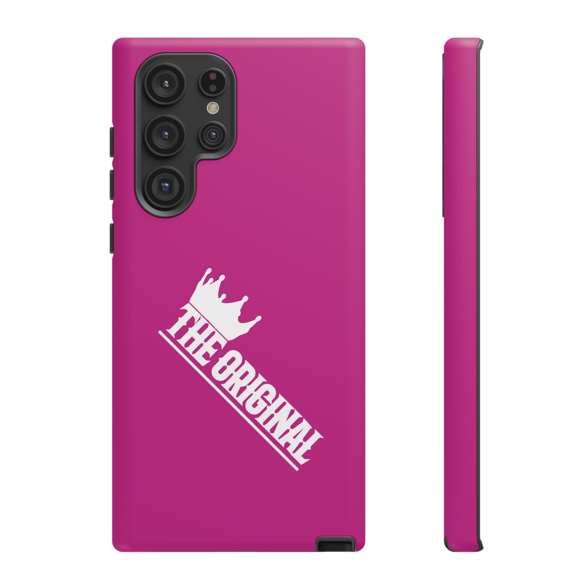 Pink phone case with white THE ORIGINAL print – Christian streetwear style