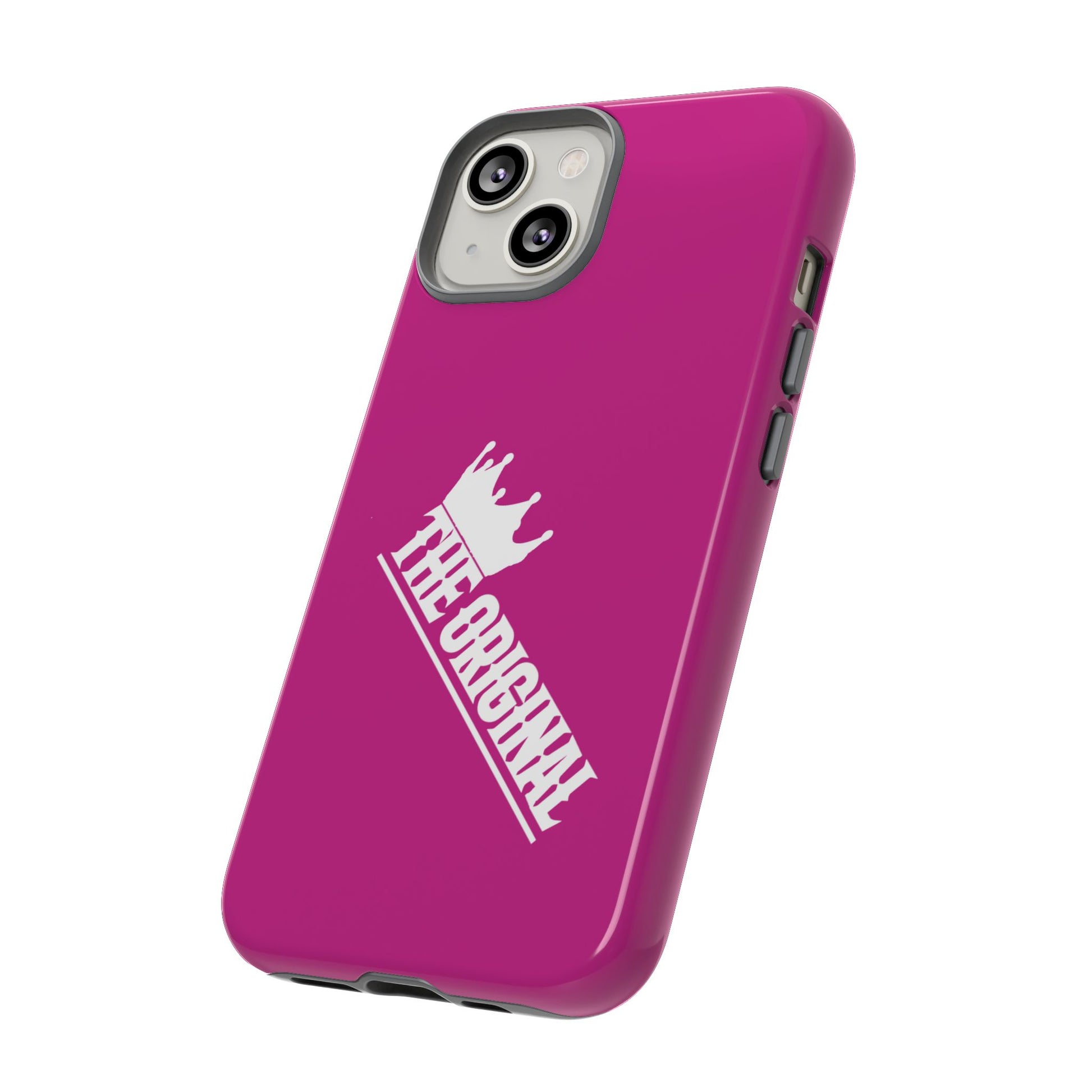 Pink phone case with white THE ORIGINAL print – Christian streetwear style