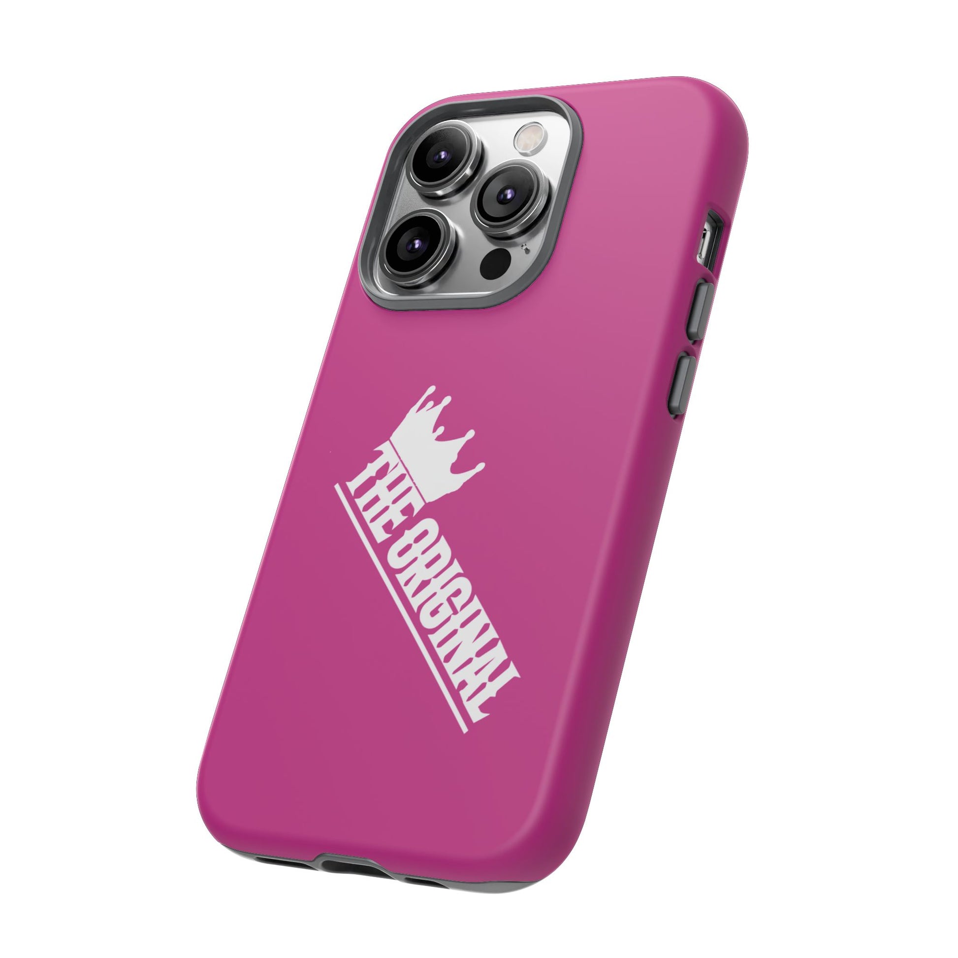 Pink phone case with white THE ORIGINAL print – Christian streetwear style