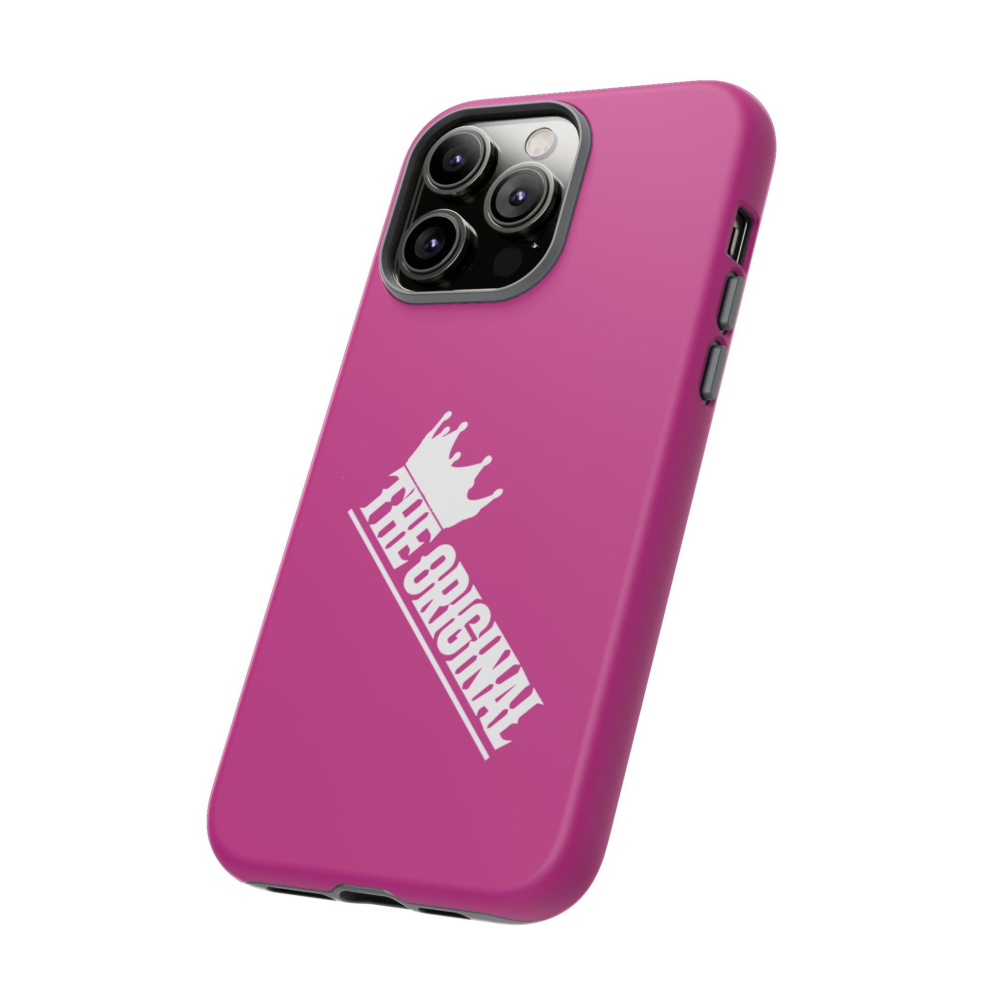 Pink phone case with white THE ORIGINAL print – Christian streetwear style