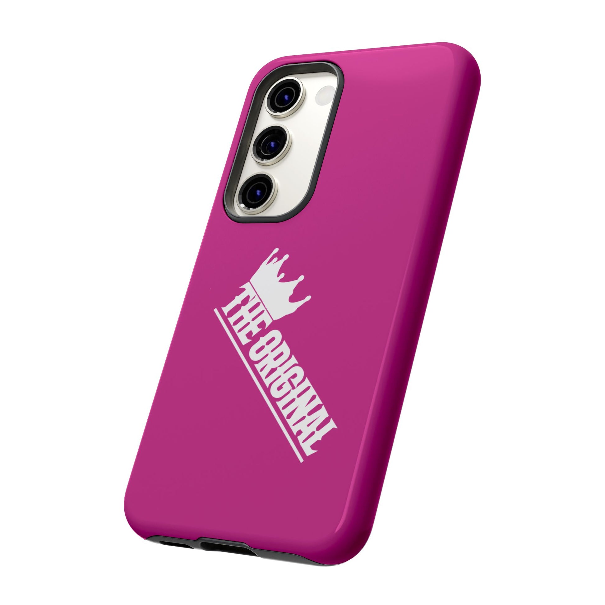 Pink phone case with white THE ORIGINAL print – Christian streetwear style
