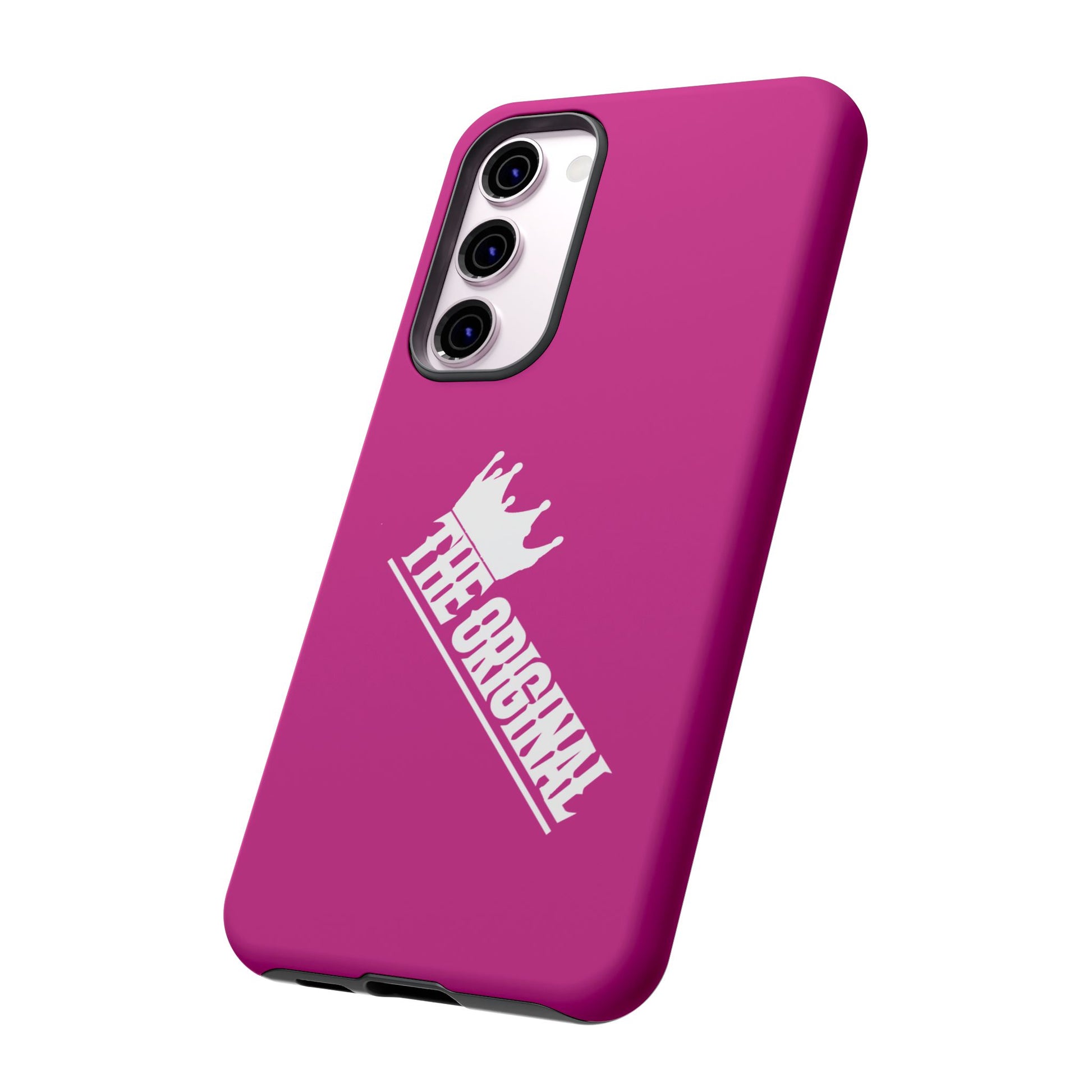 Pink phone case with white THE ORIGINAL print – Christian streetwear style