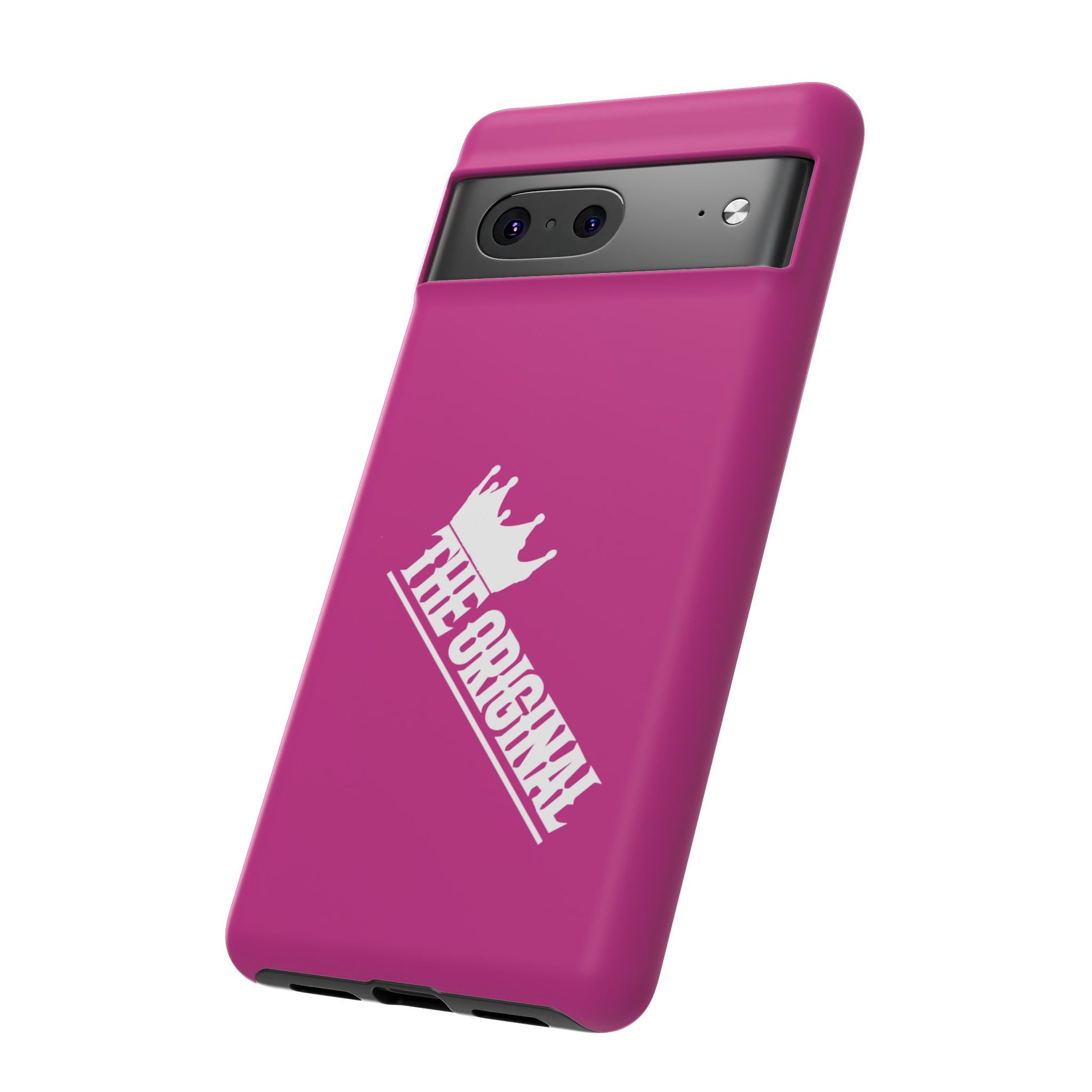 Pink phone case with white THE ORIGINAL print – Christian streetwear style