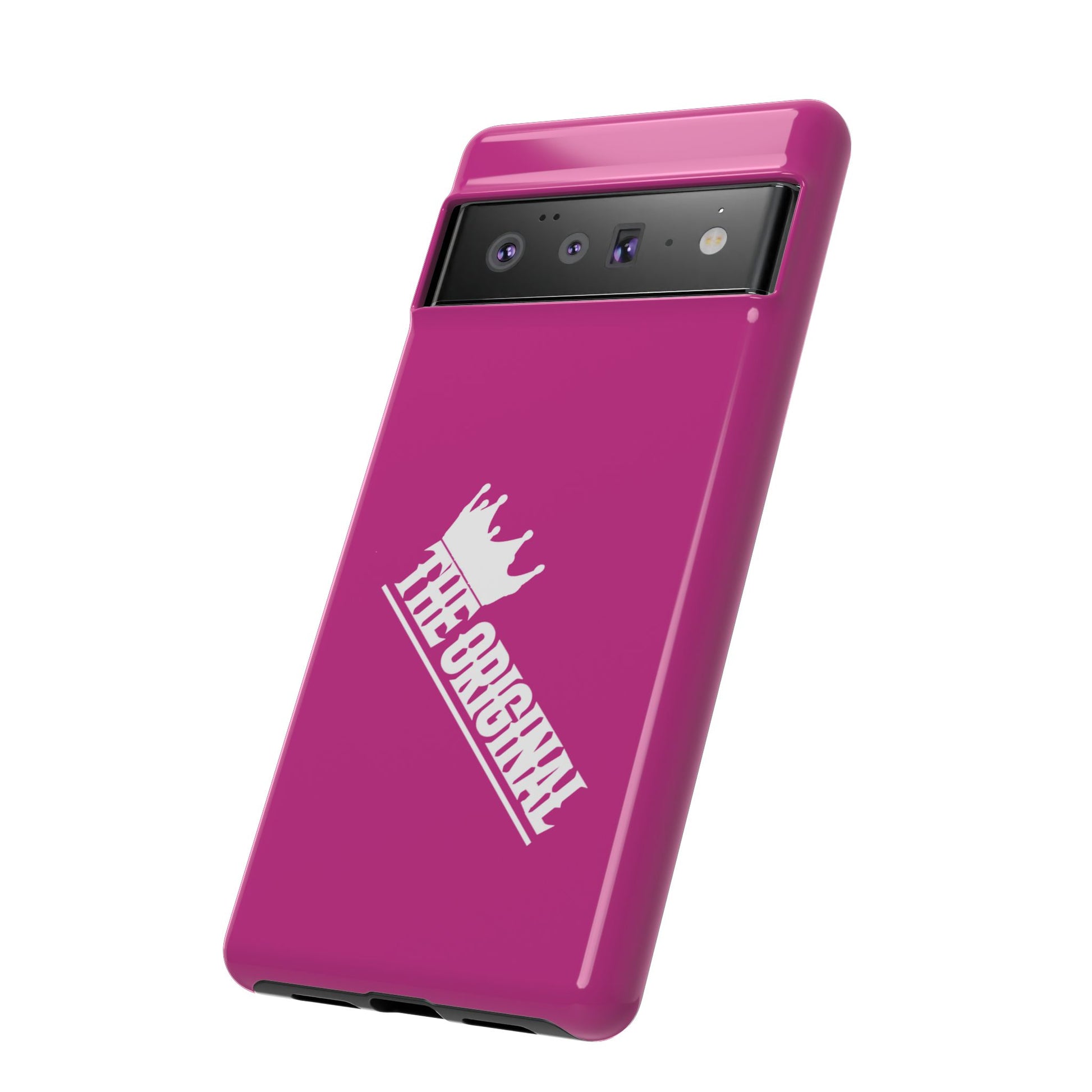 Pink phone case with white THE ORIGINAL print – Christian streetwear style