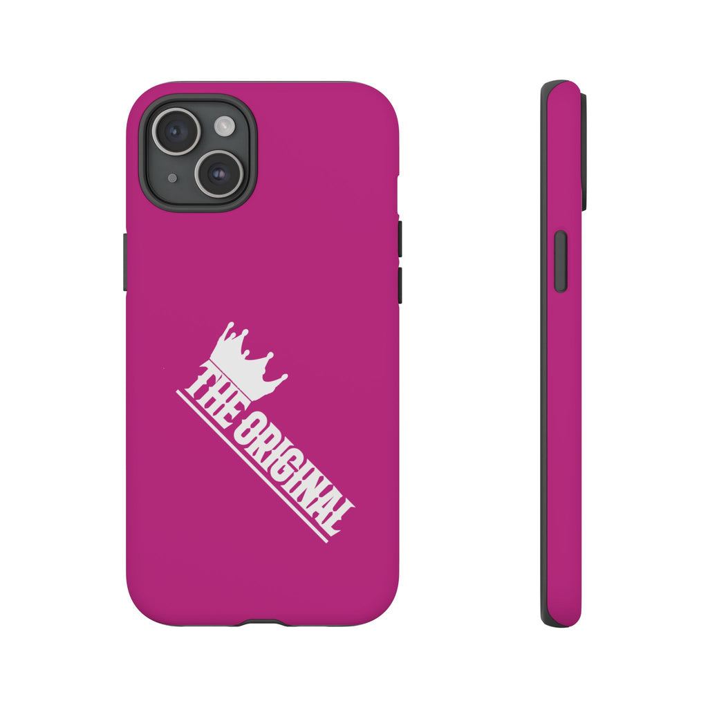 Pink phone case with white THE ORIGINAL print – Christian streetwear style