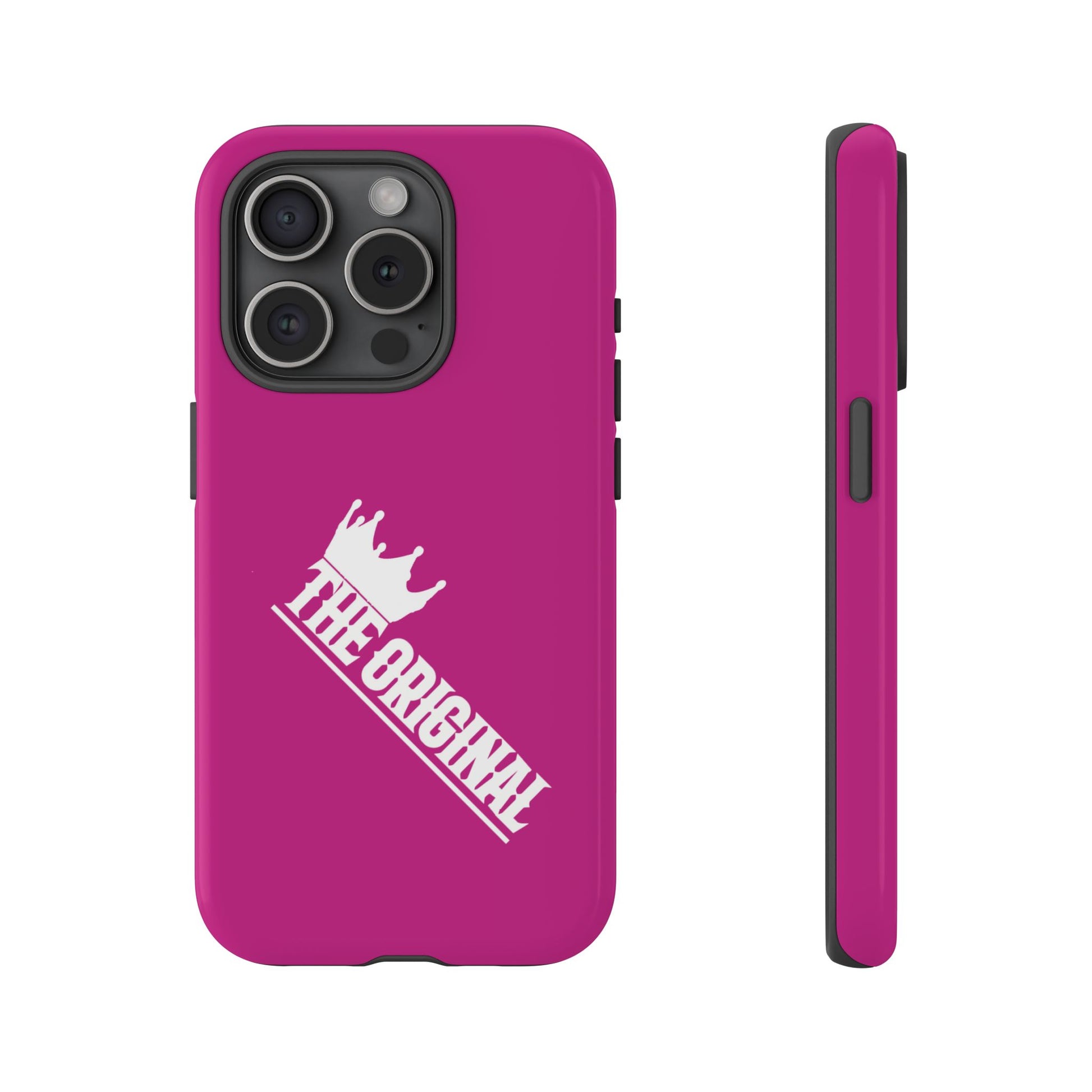 Pink phone case with white THE ORIGINAL print – Christian streetwear style