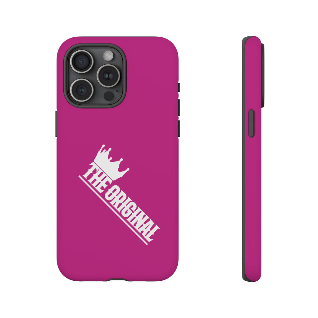 Pink phone case with white THE ORIGINAL print – Christian streetwear style