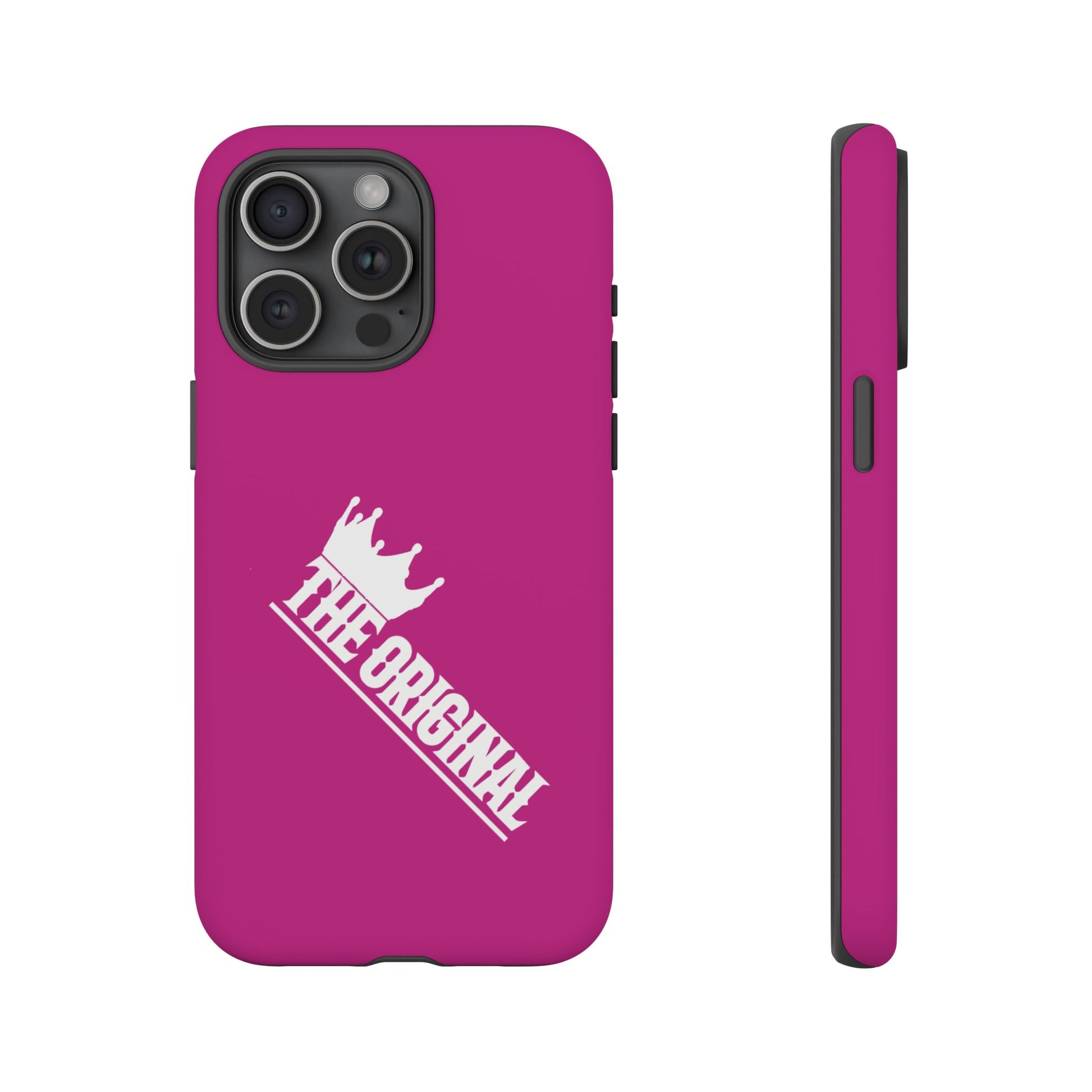 Pink phone case with white THE ORIGINAL print – Christian streetwear style