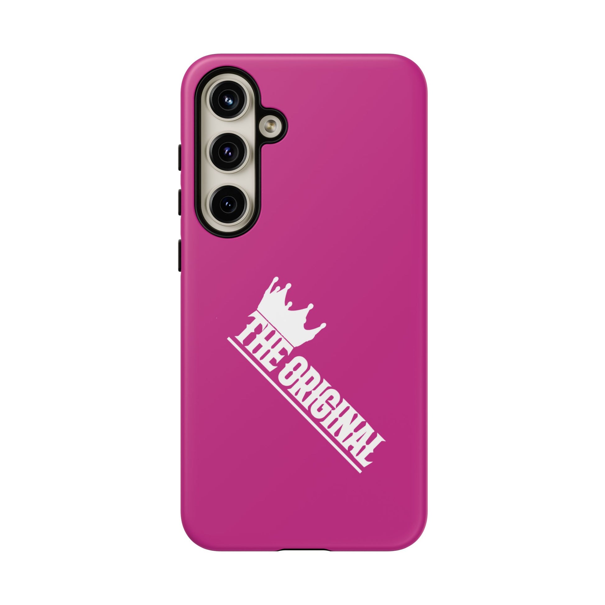 Pink phone case with white THE ORIGINAL print – Christian streetwear style