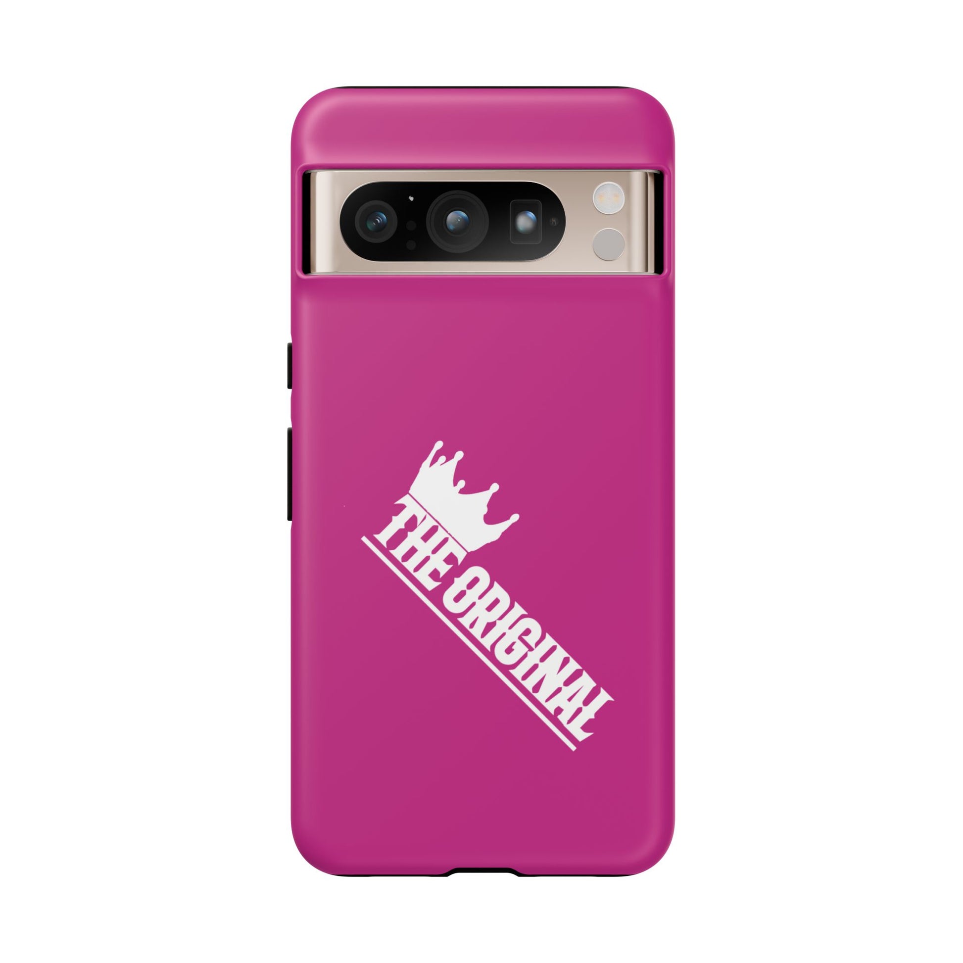 Pink phone case with white THE ORIGINAL print – Christian streetwear style