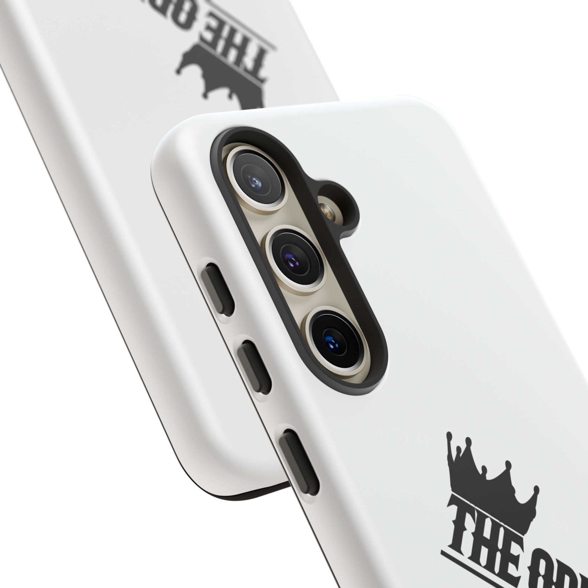 White Christian phone case with black The Original print – durable dual-layer protection with faith-based style