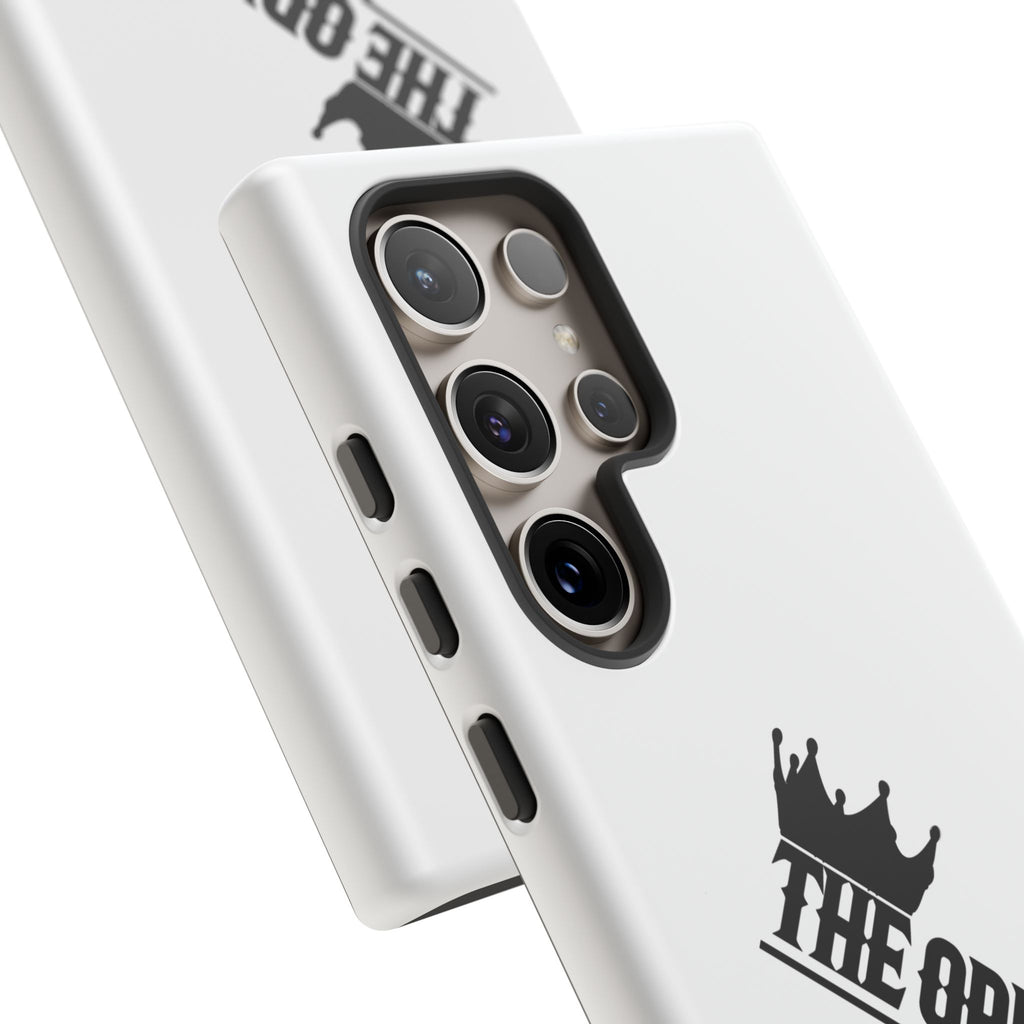 White Christian phone case with black The Original print – durable dual-layer protection with faith-based style