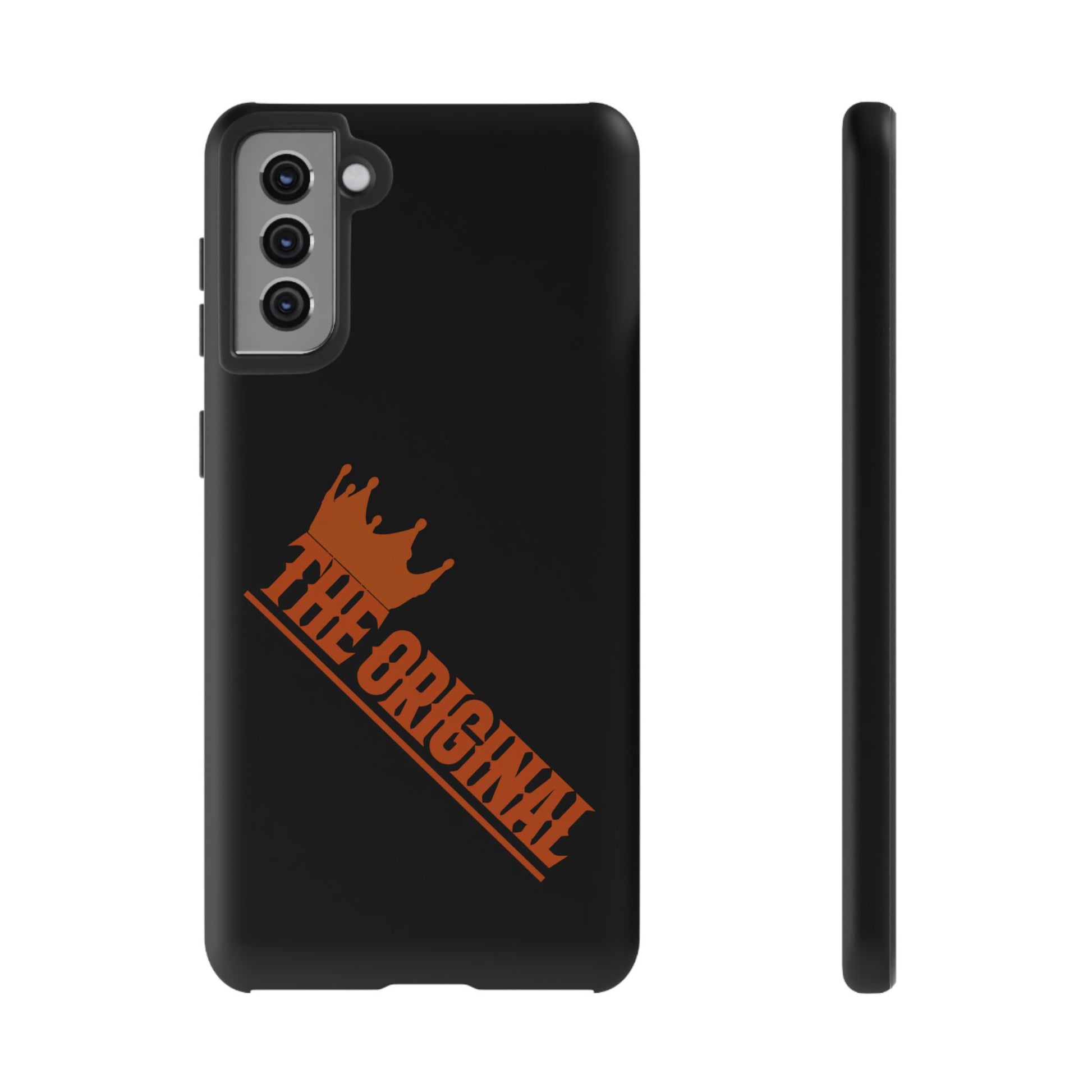 Black phone case with red THE ORIGINAL brand text – Christian streetwear style