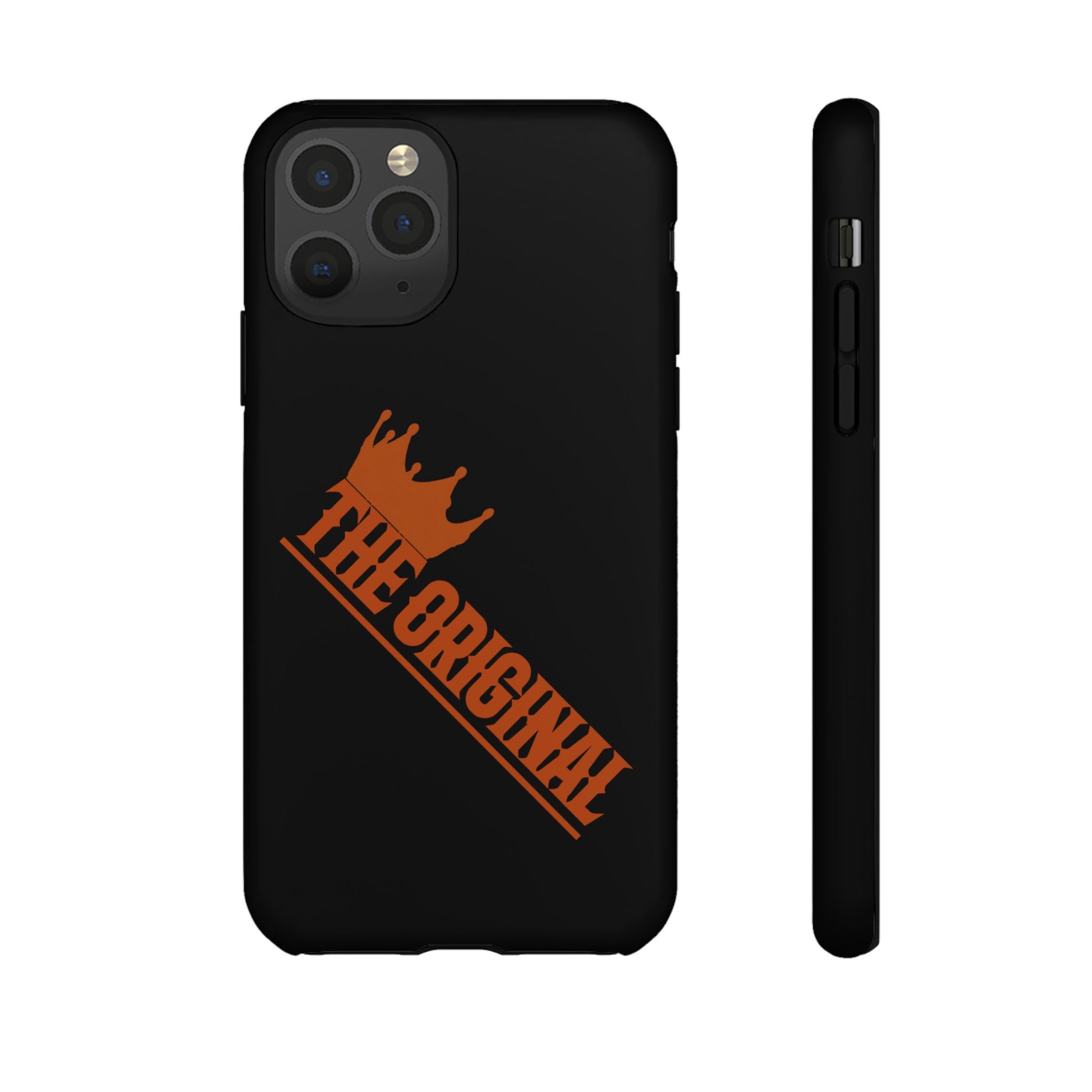 Black phone case with red THE ORIGINAL brand text – Christian streetwear style